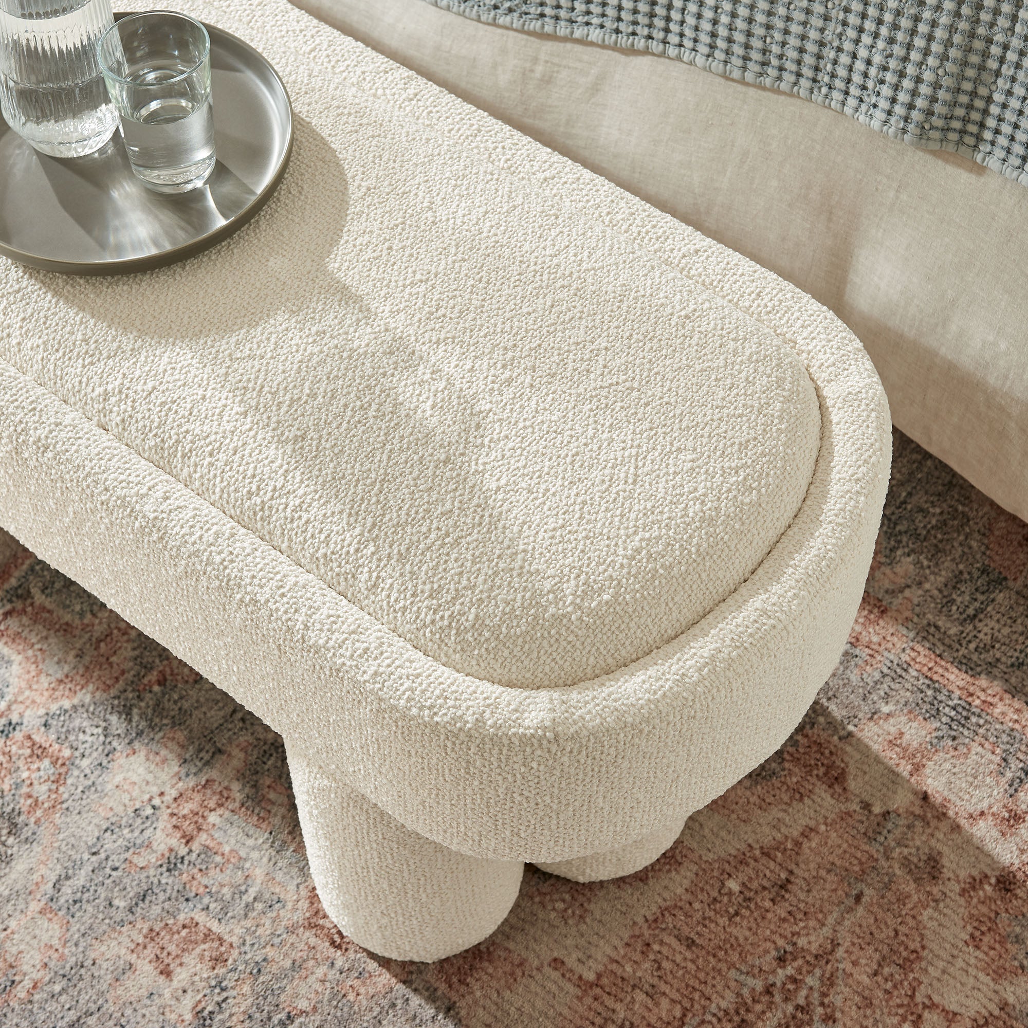 Mossi 52-Inch Oval Boucle Fabric Bench by Modway - Image 5
