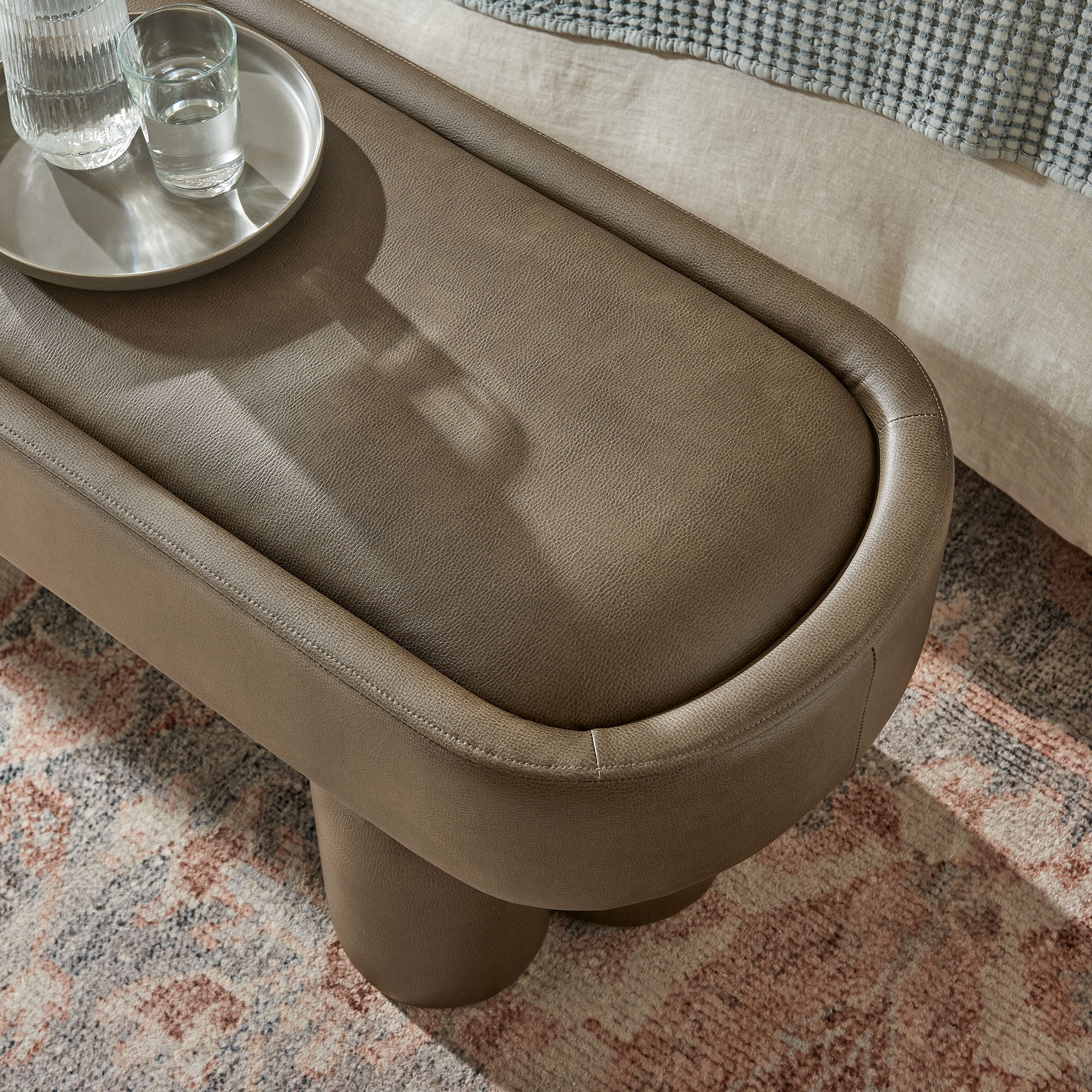 Mossi 52-Inch Oval Vegan Leather Bench by Modway - Image 13