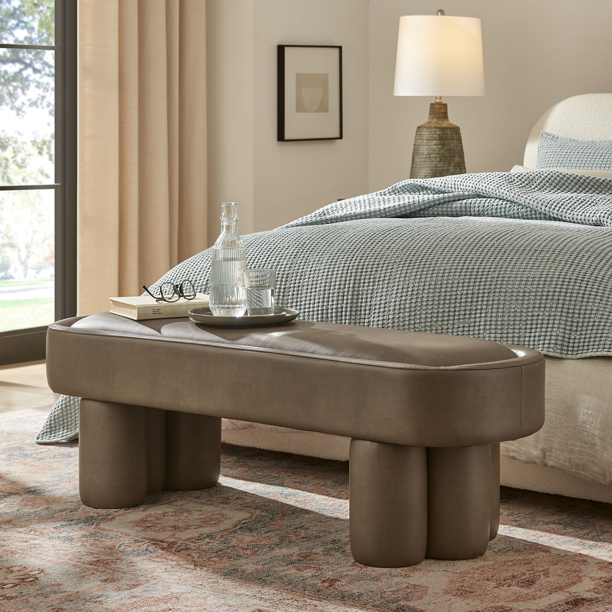 Mossi 52-Inch Oval Vegan Leather Bench by Modway - Image 14