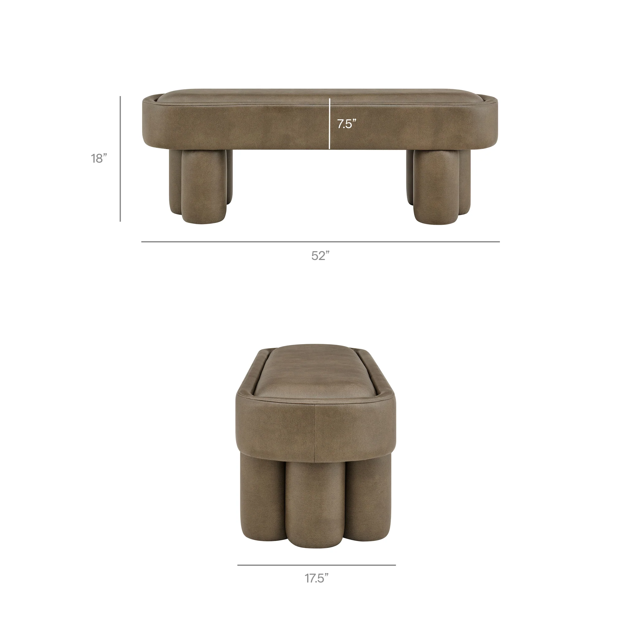 Mossi 52-Inch Oval Vegan Leather Bench by Modway - Image 16