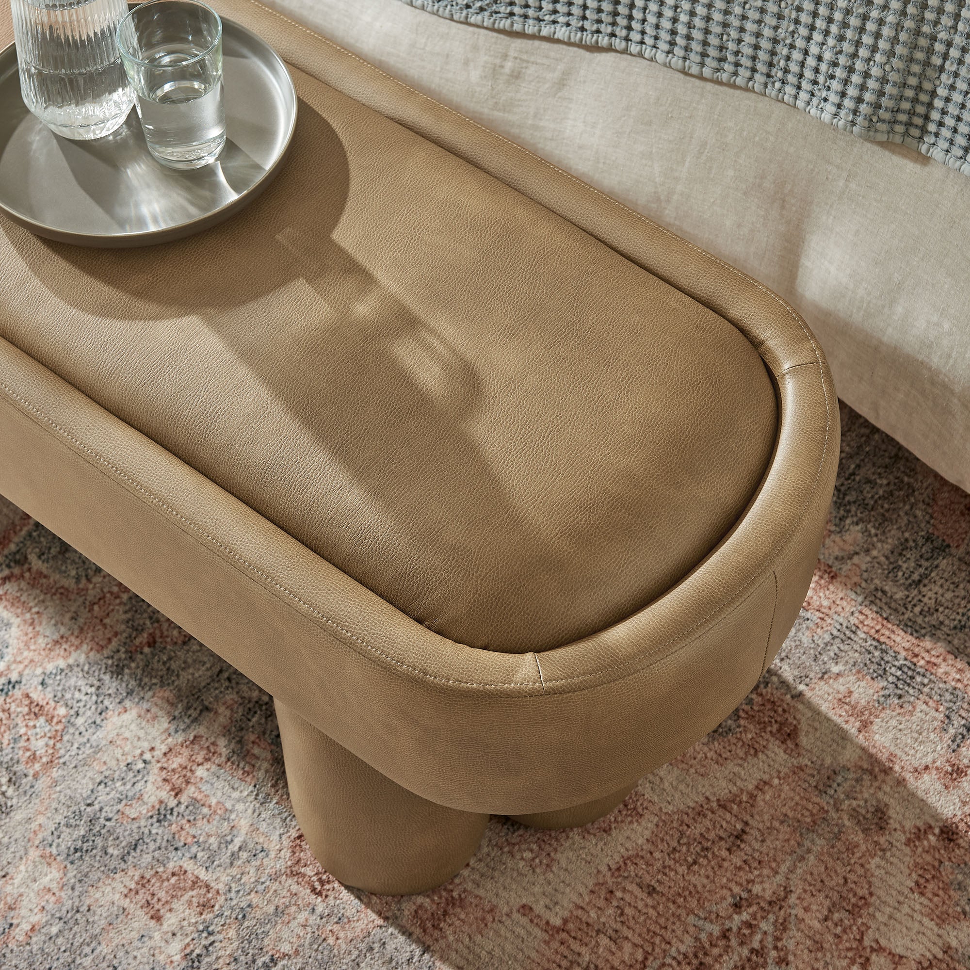 Mossi 52-Inch Oval Vegan Leather Bench by Modway - Image 21