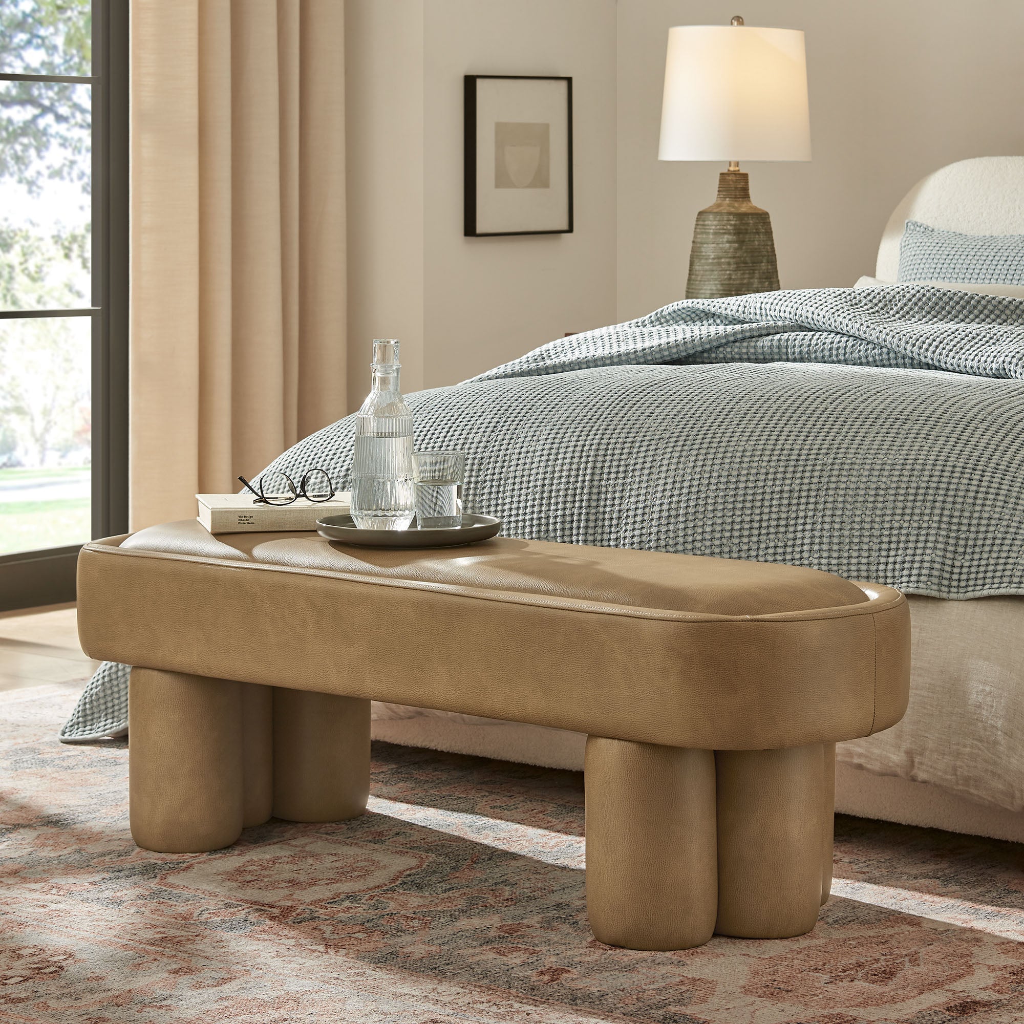 Mossi 52-Inch Oval Vegan Leather Bench by Modway - Image 22
