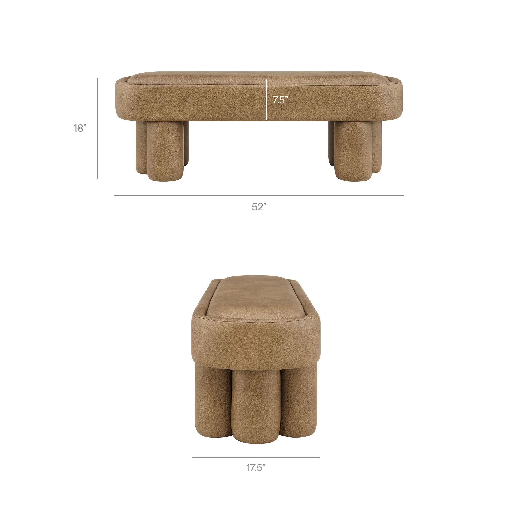 Mossi 52-Inch Oval Vegan Leather Bench by Modway - Image 24