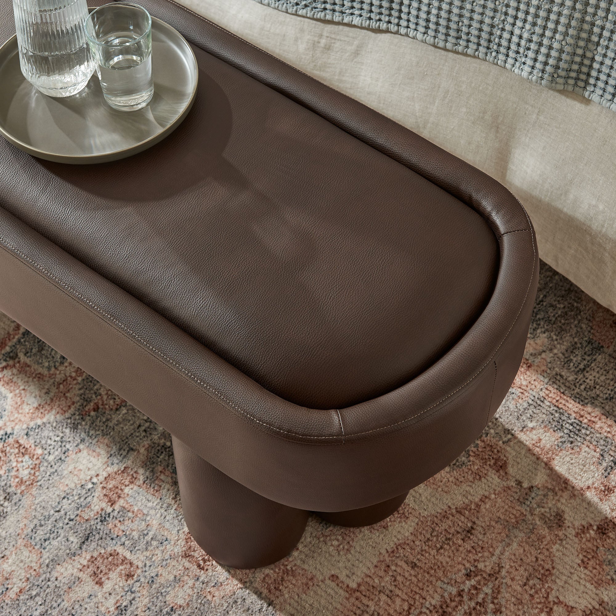 Mossi 52-Inch Oval Vegan Leather Bench by Modway - Image 5