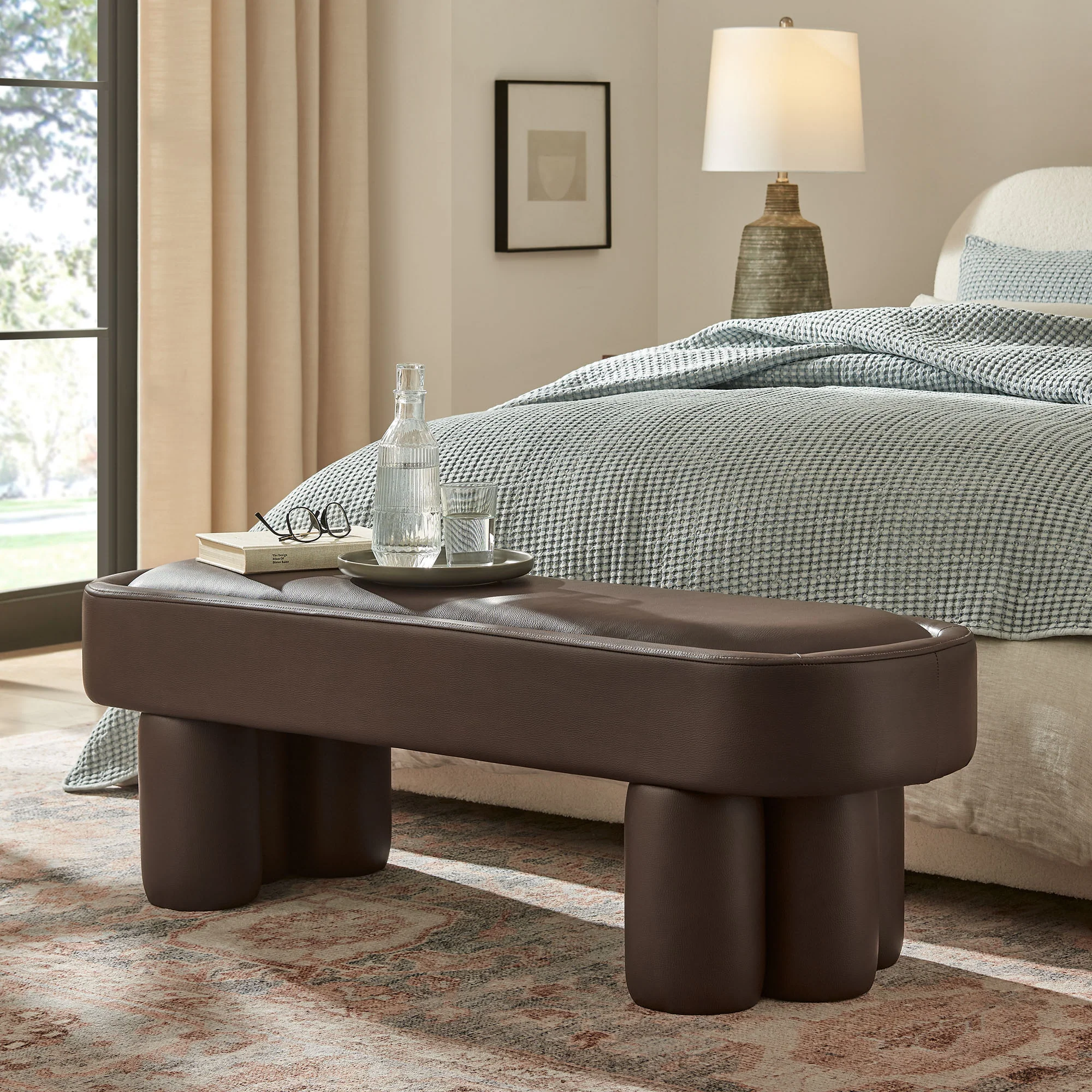 Mossi 52-Inch Oval Vegan Leather Bench by Modway - Image 6