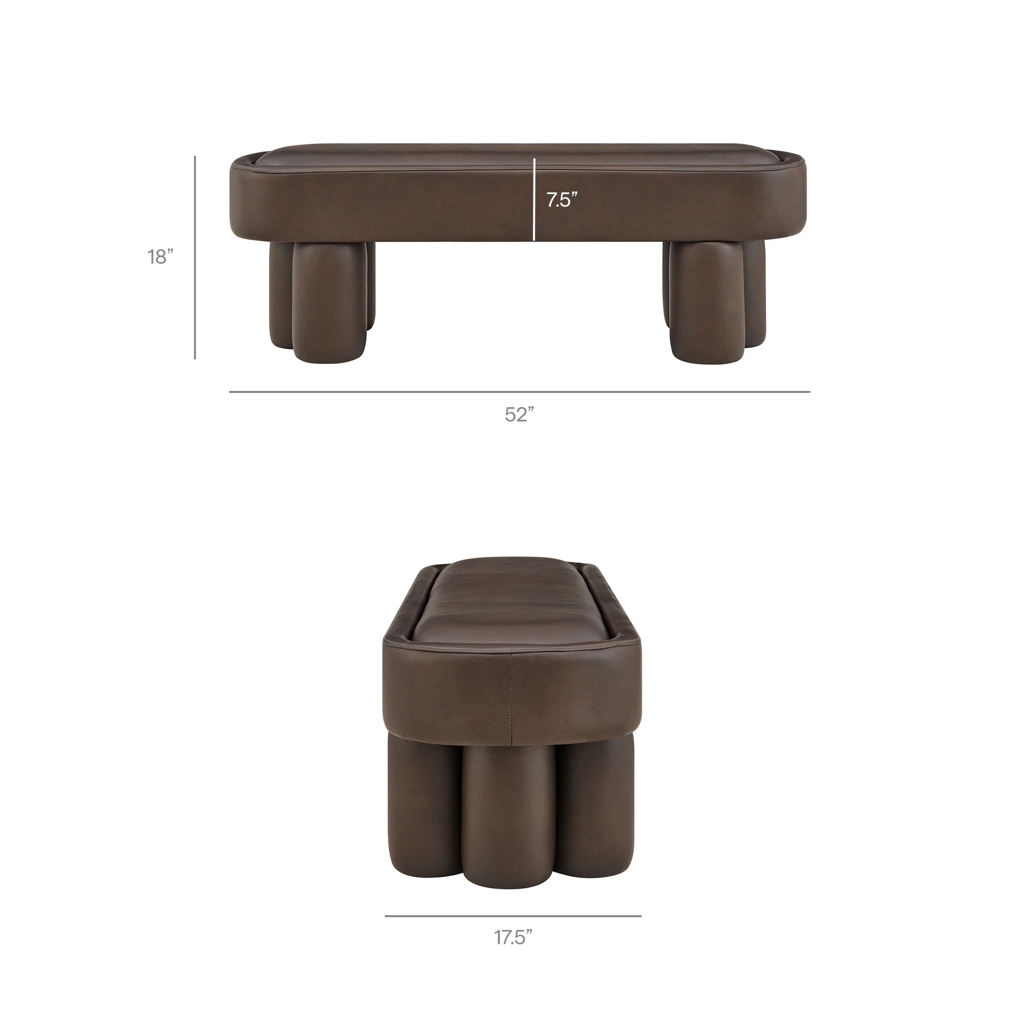 Mossi 52-Inch Oval Vegan Leather Bench by Modway - Image 8