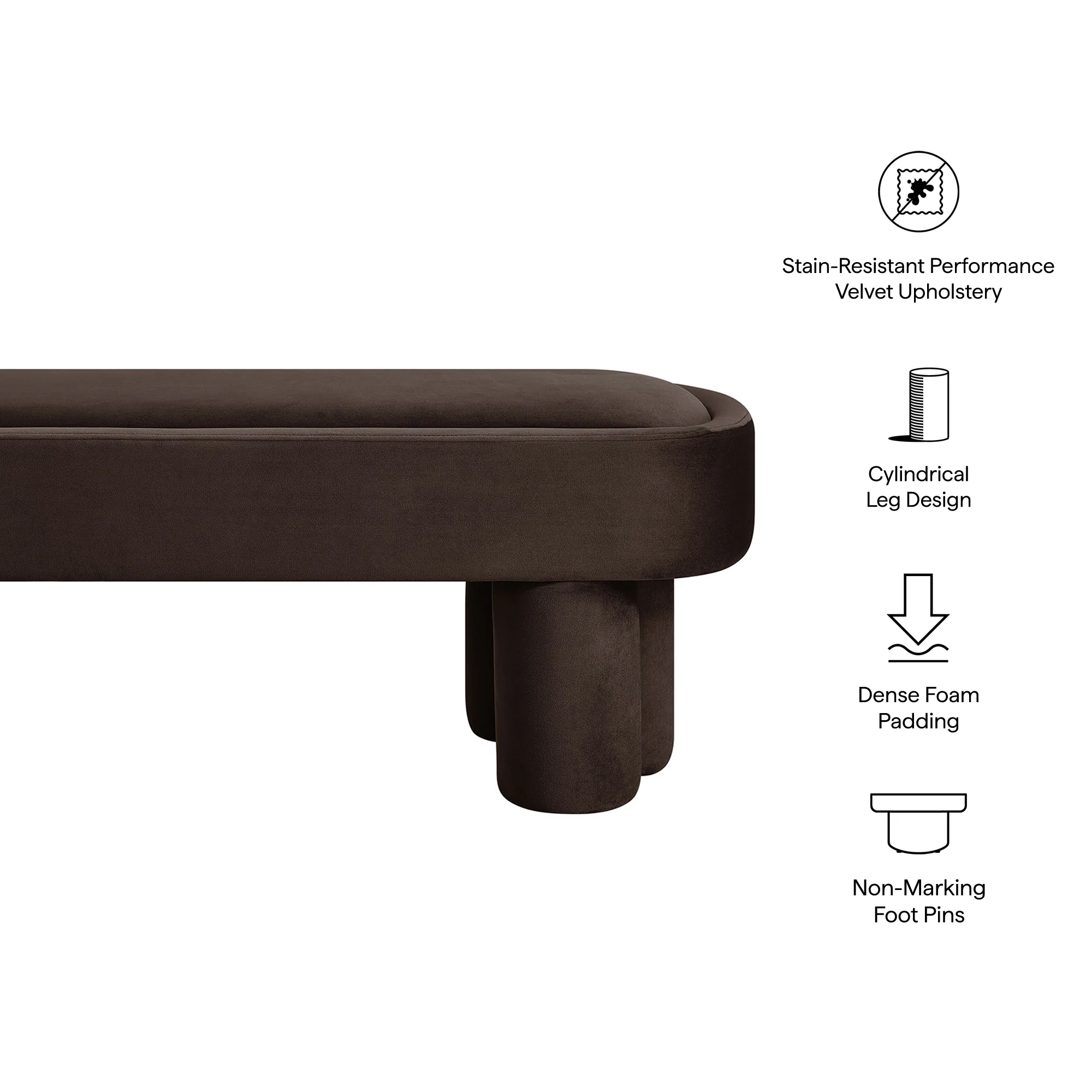 Mossi Oval Performance Velvet Accent Bench by Modway - Image 15
