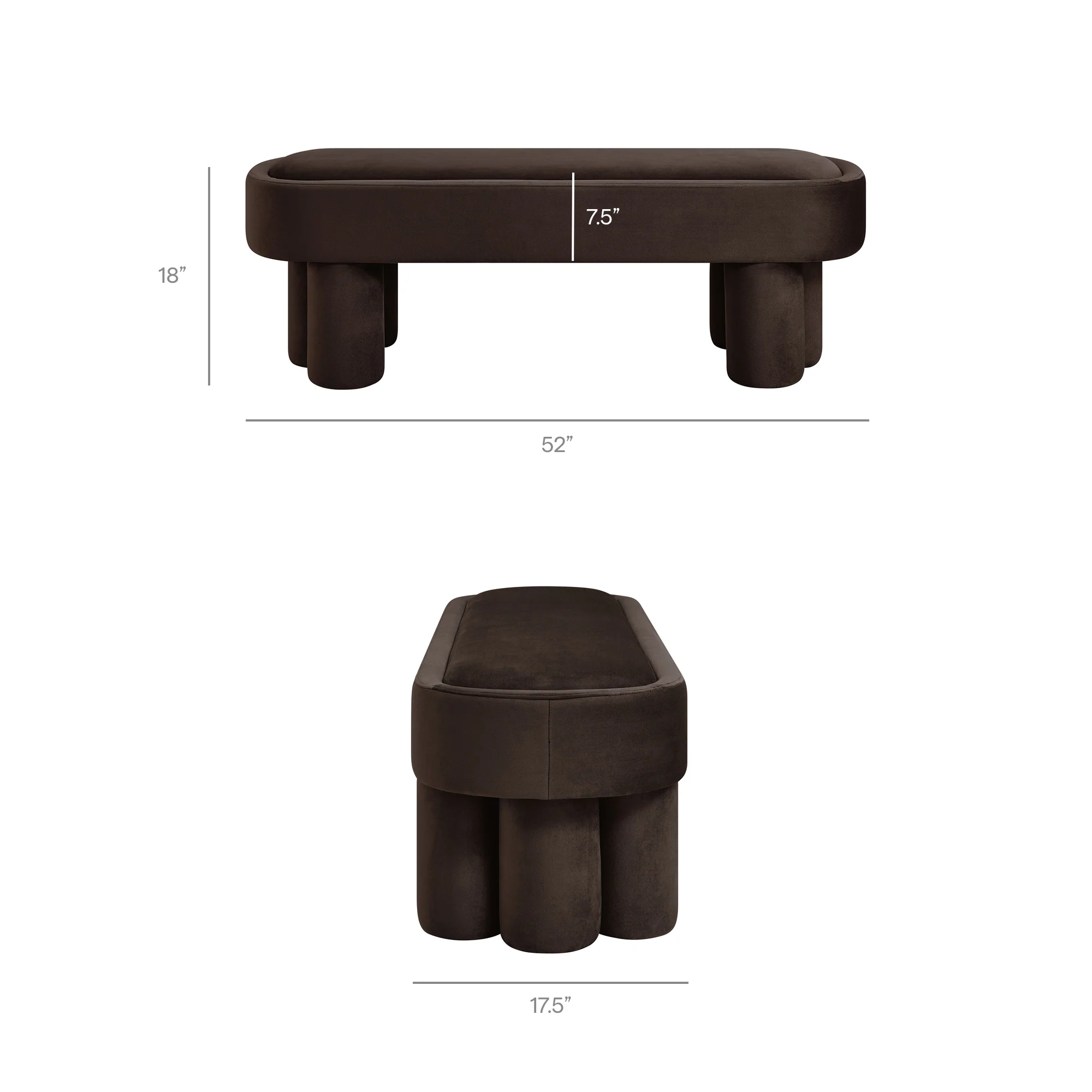 Mossi Oval Performance Velvet Accent Bench by Modway - Image 16