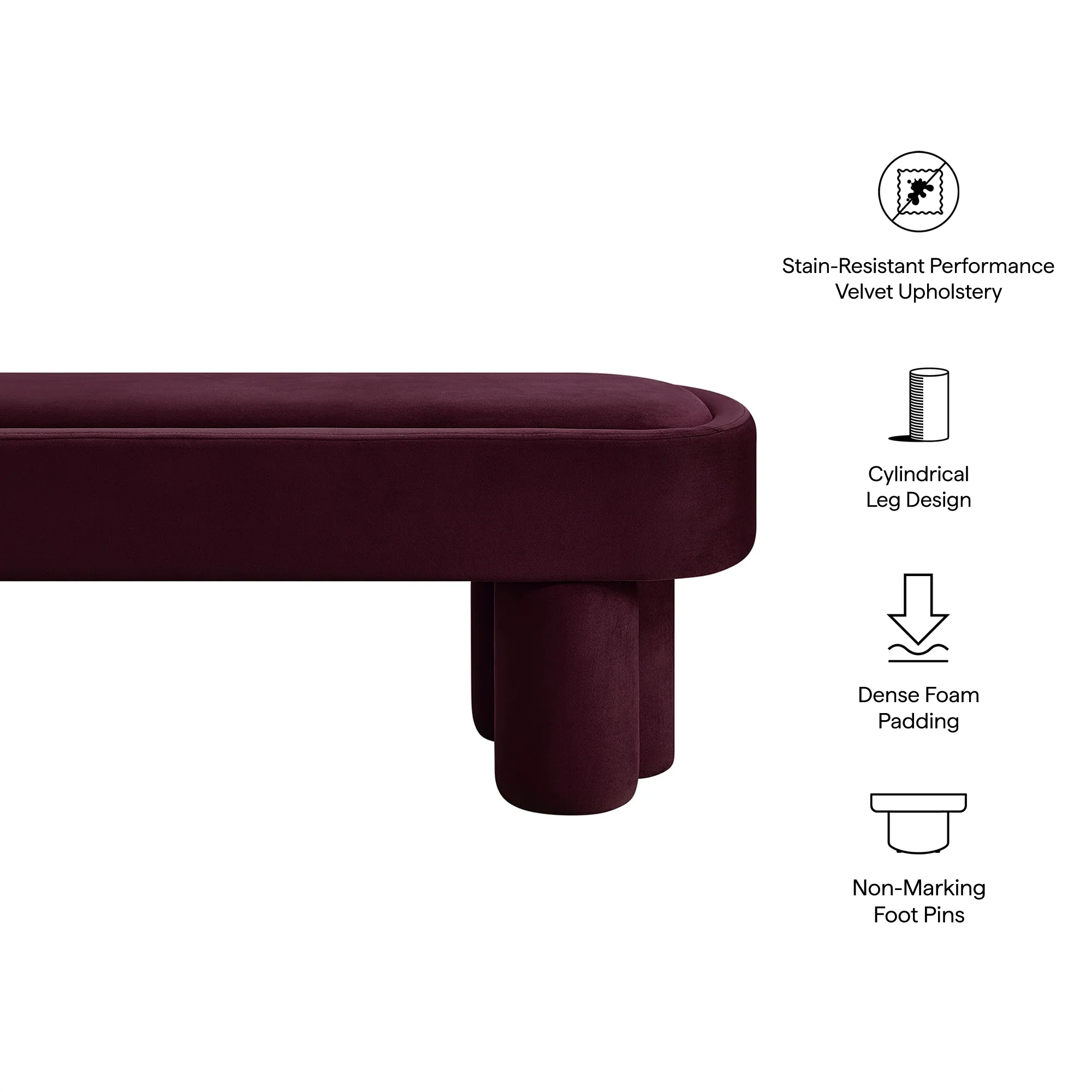 Mossi Oval Performance Velvet Accent Bench by Modway - Image 23