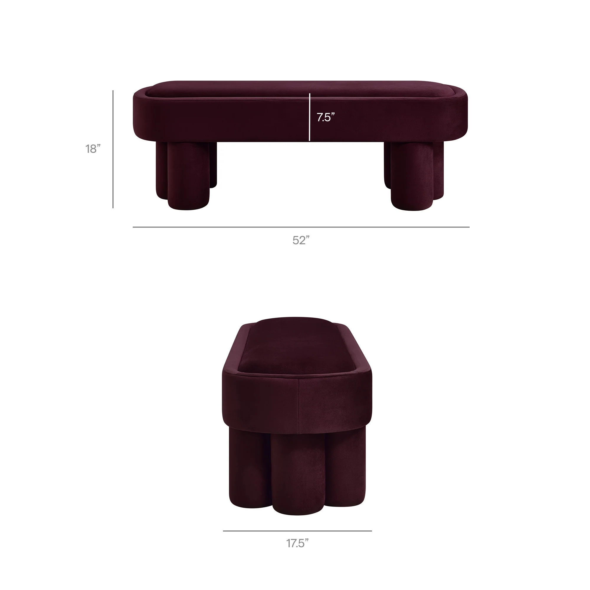 Mossi Oval Performance Velvet Accent Bench by Modway - Image 24