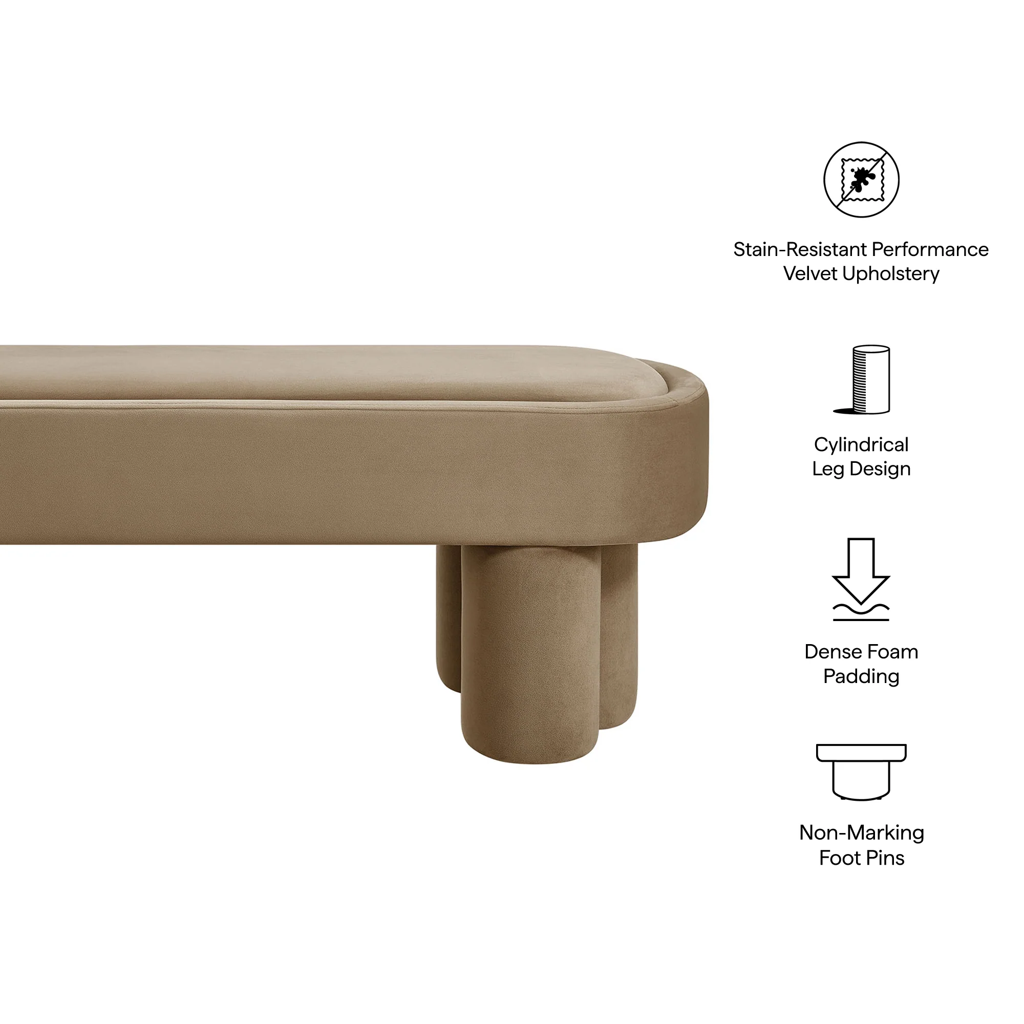Mossi Oval Performance Velvet Accent Bench by Modway - Image 31