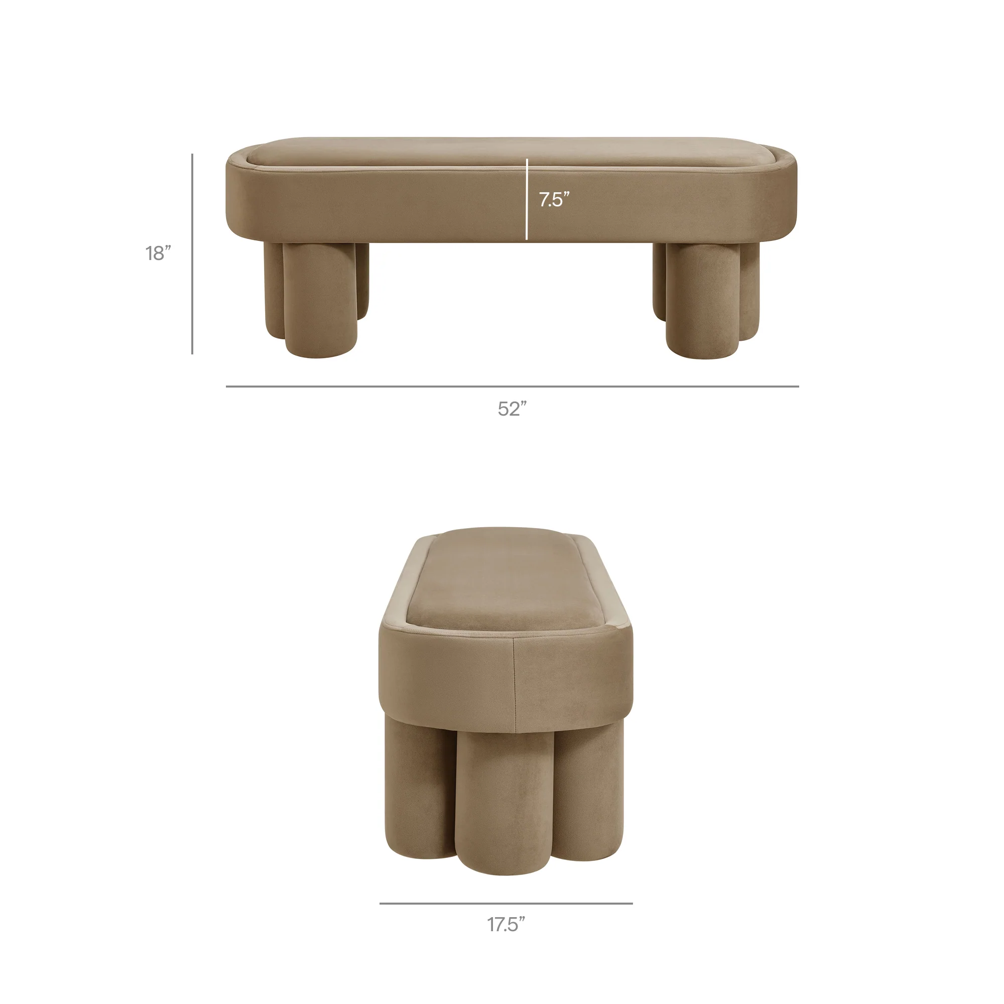 Mossi Oval Performance Velvet Accent Bench by Modway - Image 32