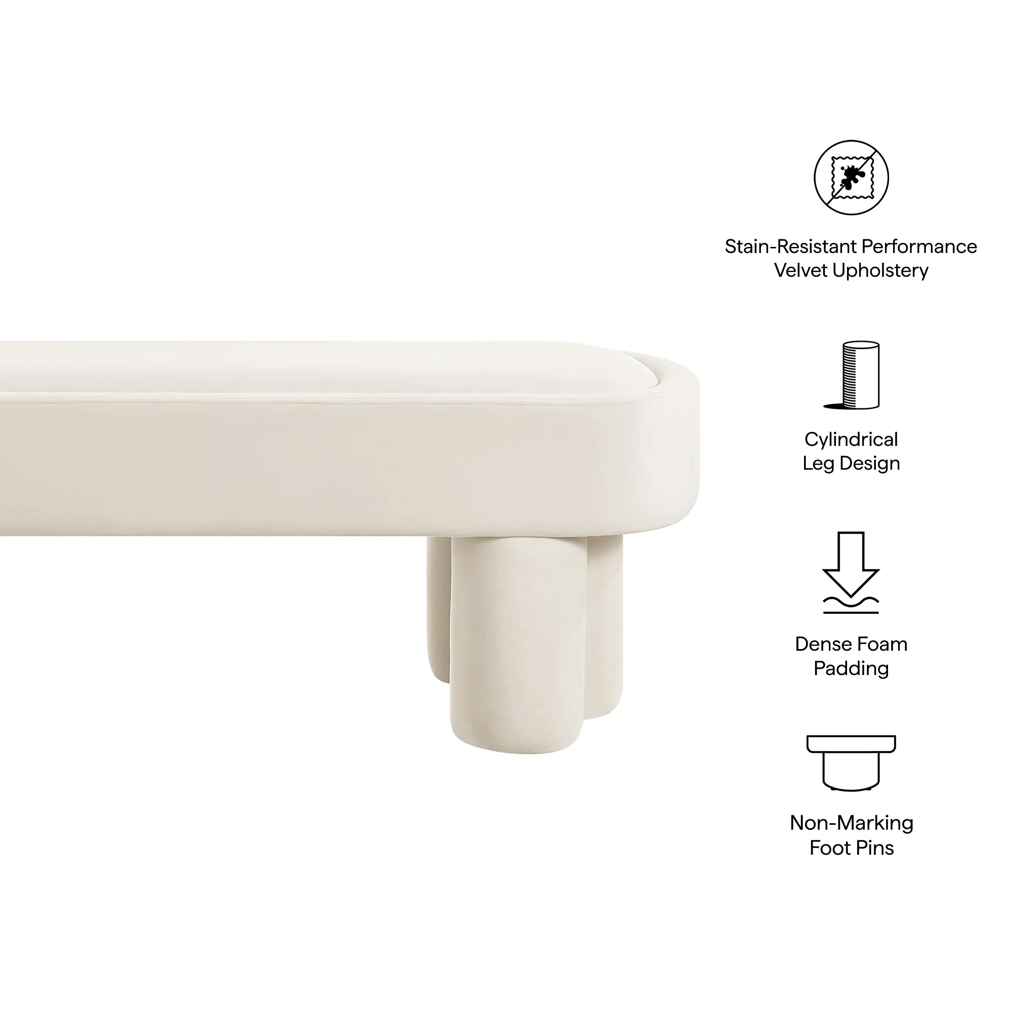 Mossi Oval Performance Velvet Accent Bench by Modway - Image 7