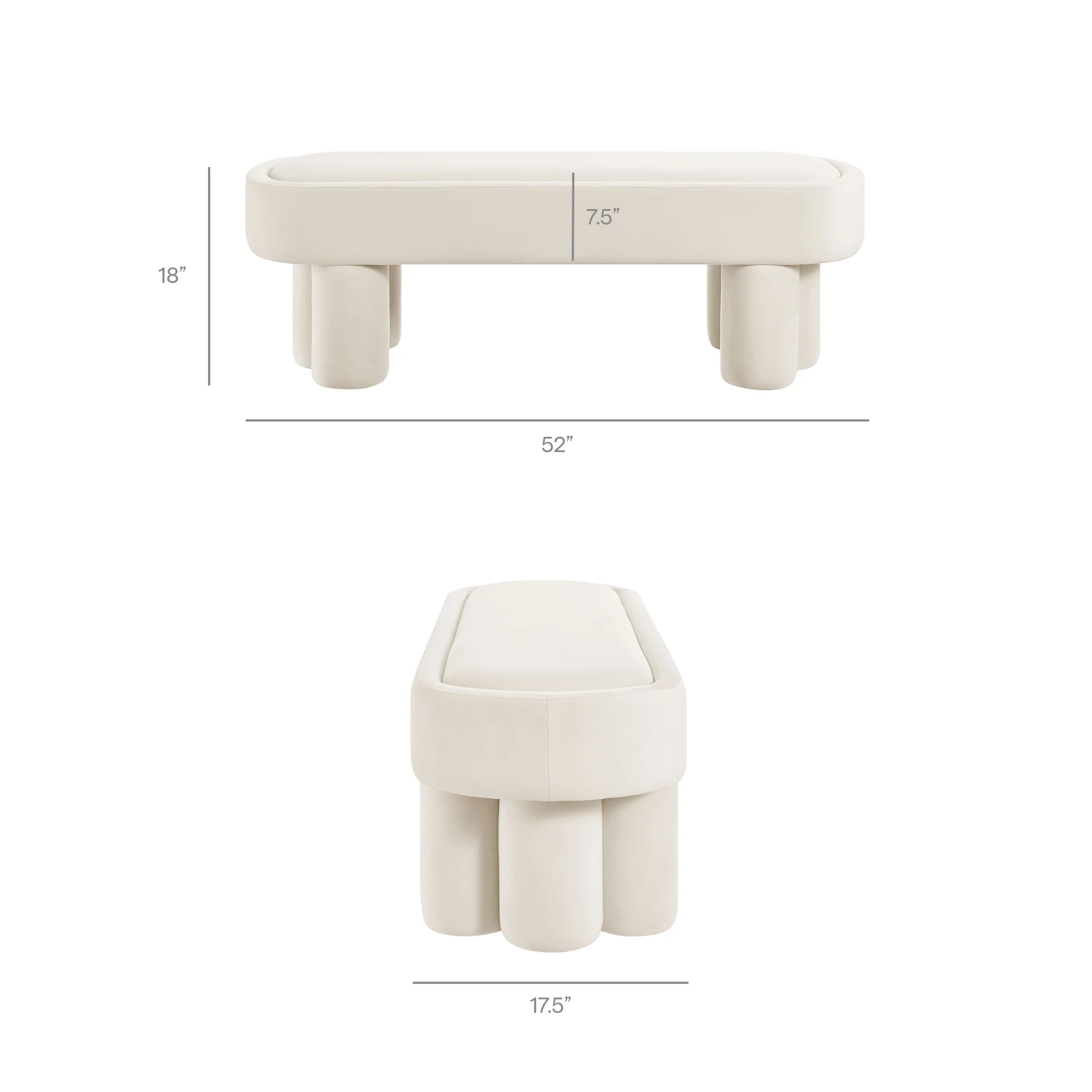 Mossi Oval Performance Velvet Accent Bench by Modway - Image 8
