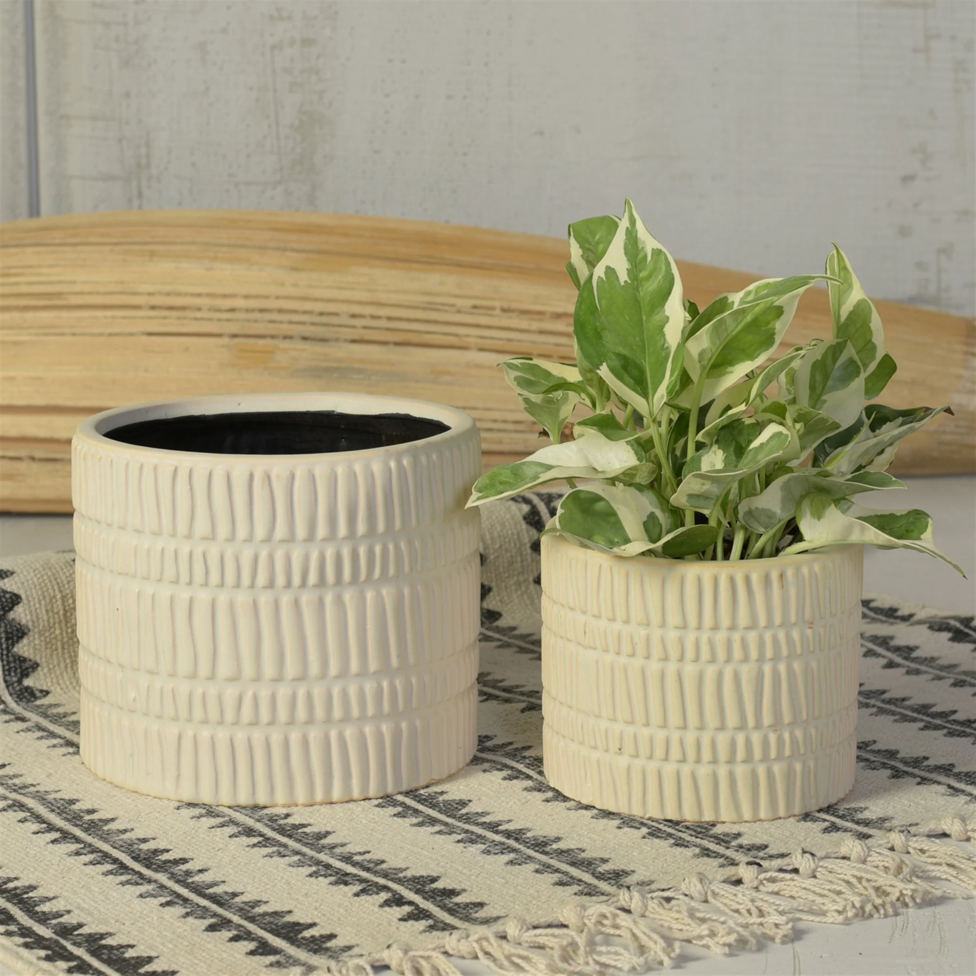 Moto Cachepot, Ceramic - Large - Matte White Set Of 2 By HomArt - Image 2