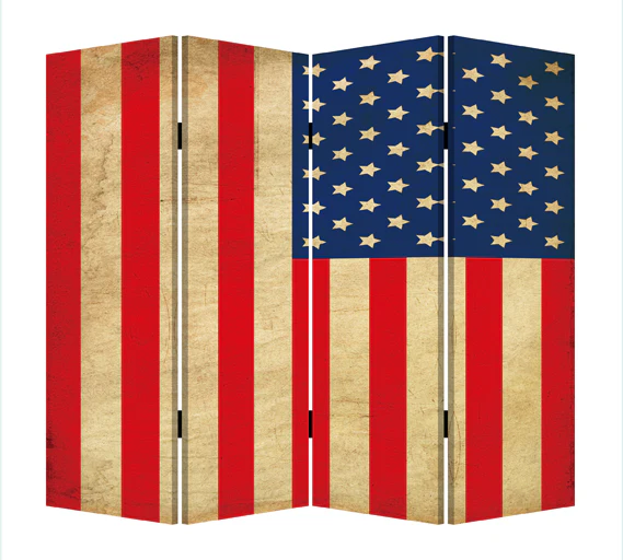 Multi Color Wood Canvas American Flag Screen By Homeroots - 274693 - Image 2