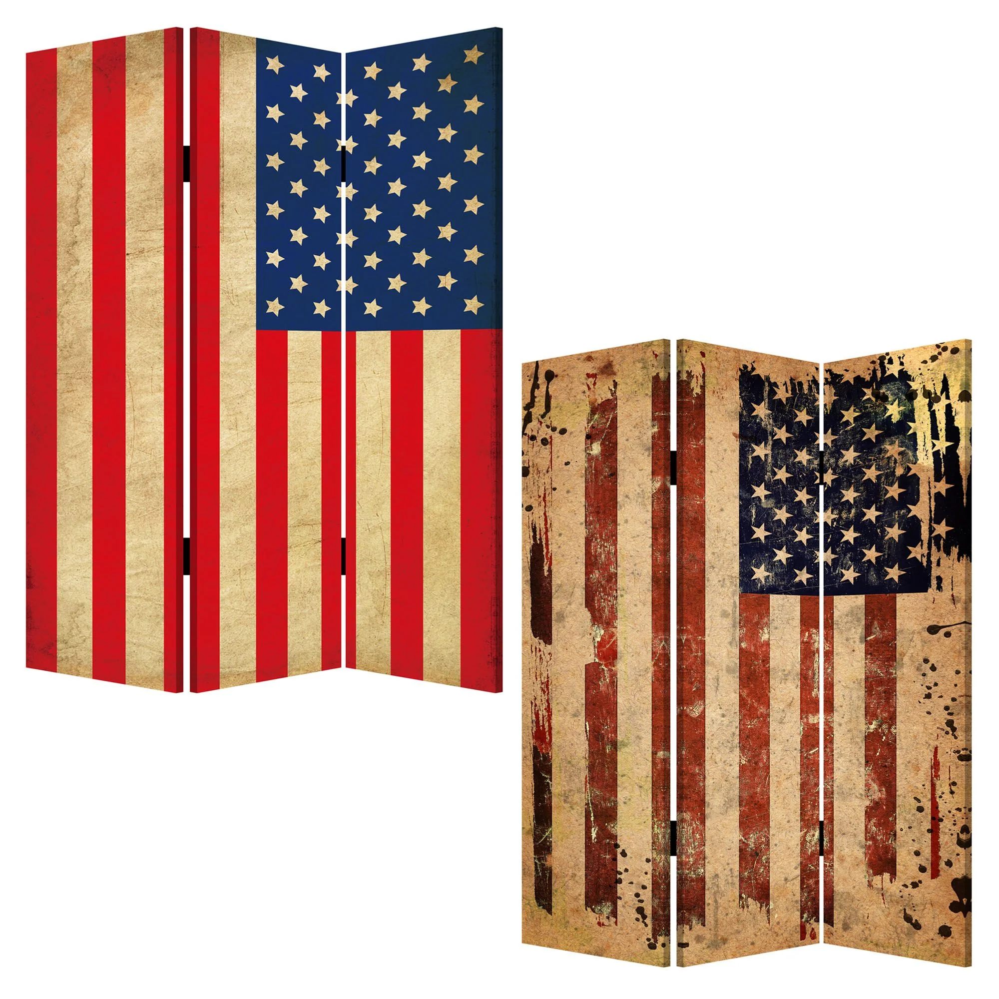 Multi Color Wood Canvas American Flag Screen By Homeroots - 277085 - Image 3