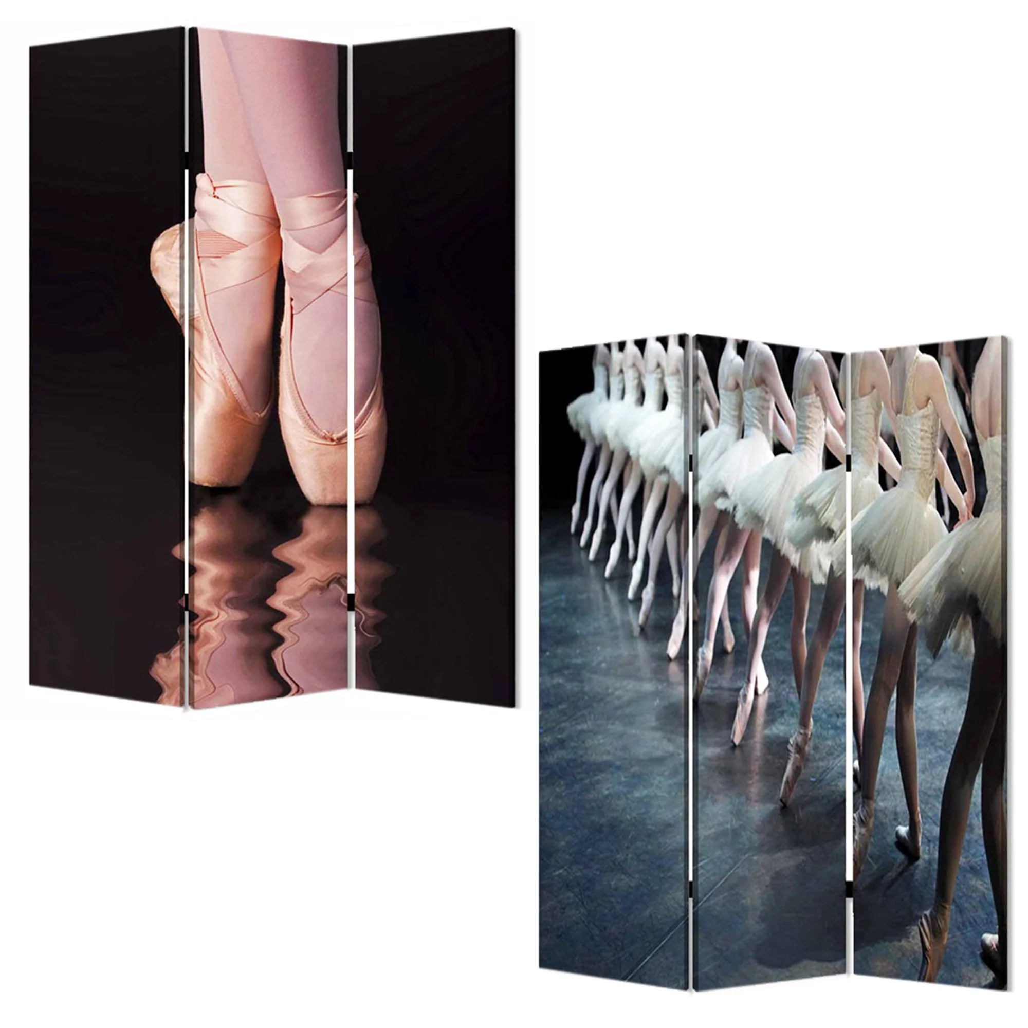 Multi Color Wood Canvas Ballet Screen By Homeroots - Image 3