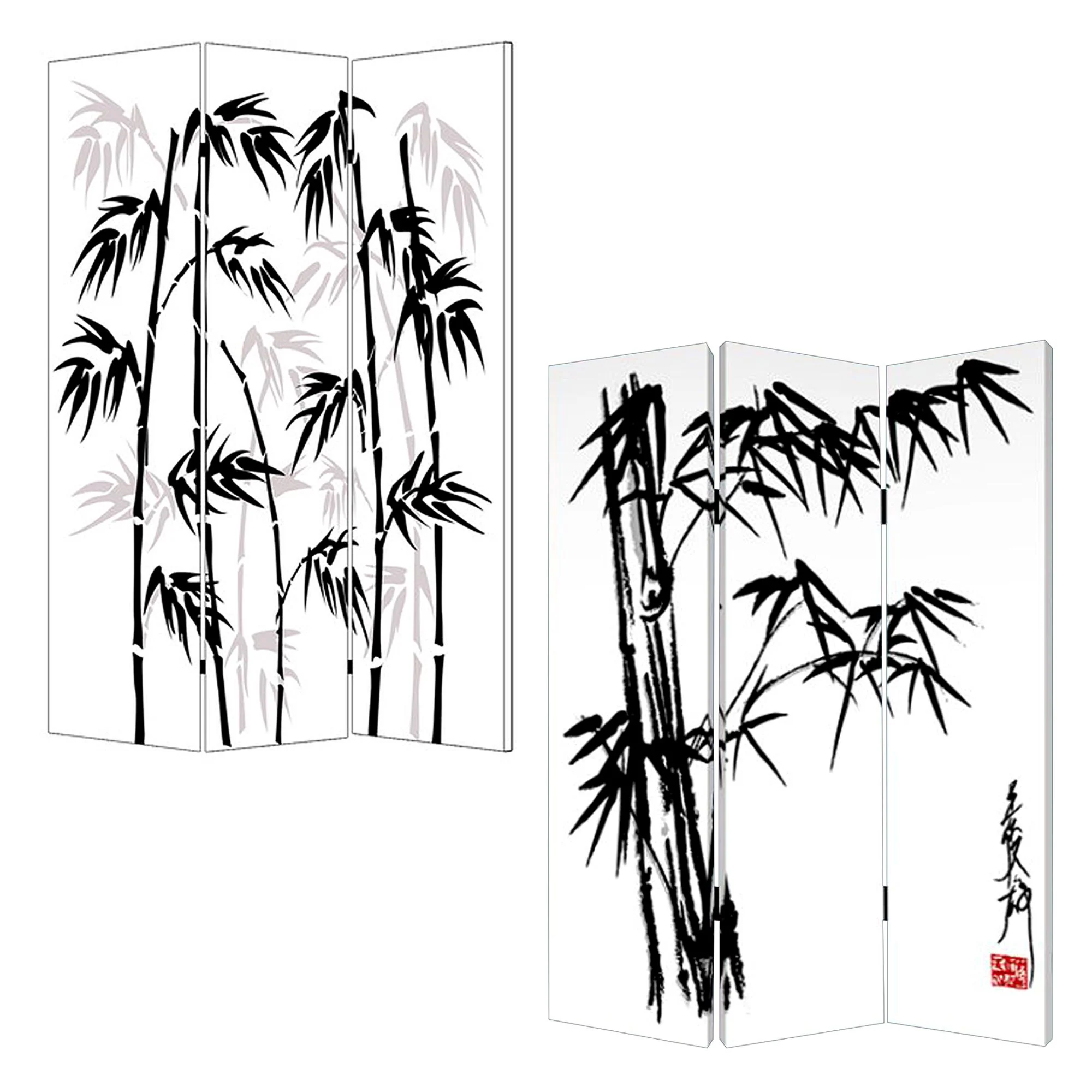 Multi Color Wood Canvas Bamboo Leaf Screen By Homeroots - Image 3