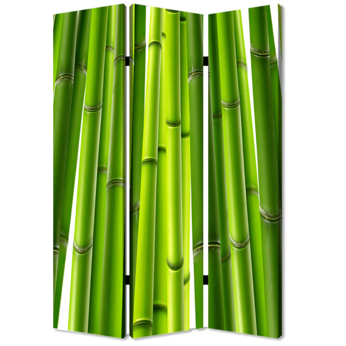 Multi Color Wood Canvas Bamboo Screen By Homeroots - Image 2