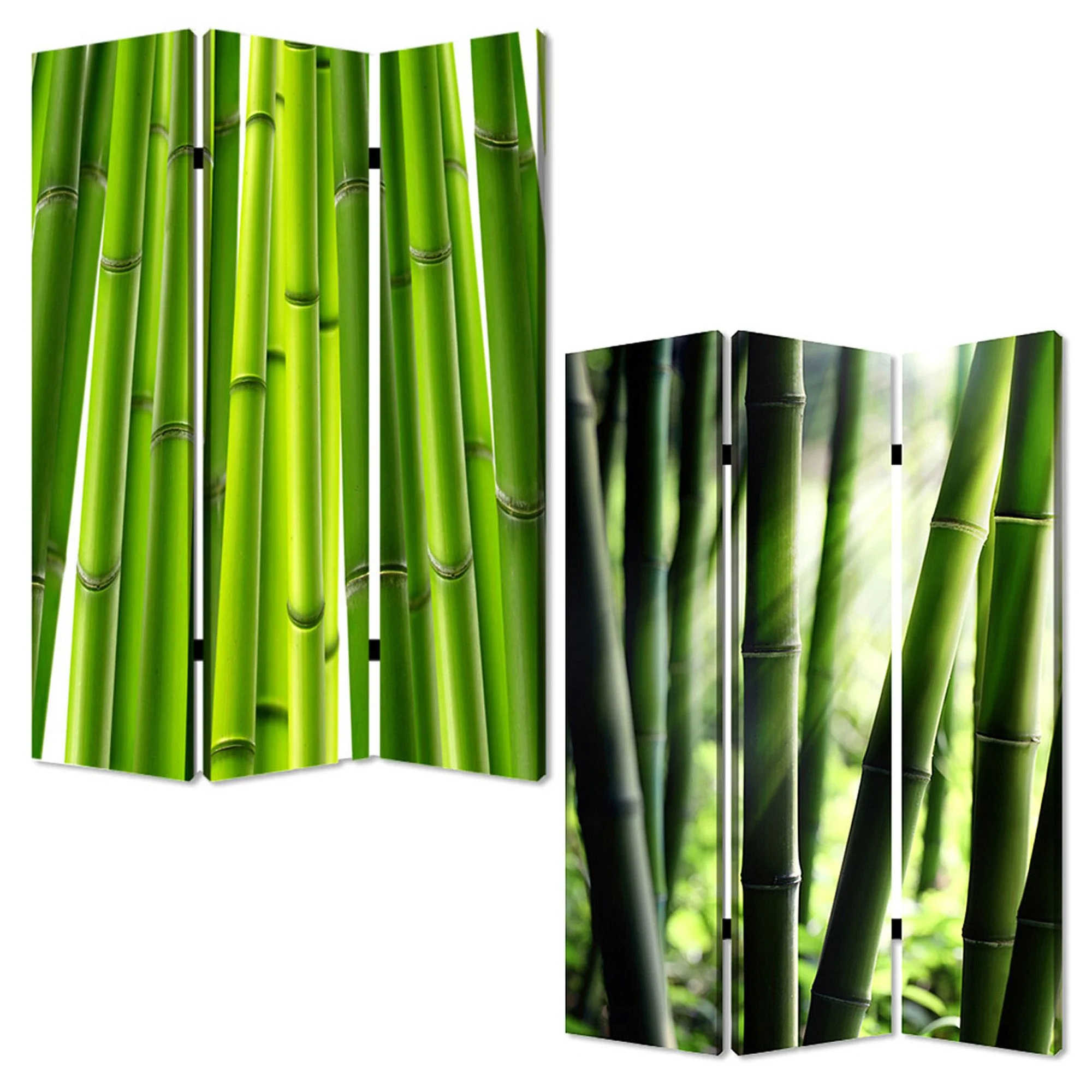 Multi Color Wood Canvas Bamboo Screen By Homeroots - Image 3