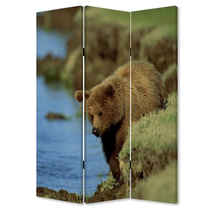 Multi Color Wood Canvas Bear Screen By Homeroots - Image 2