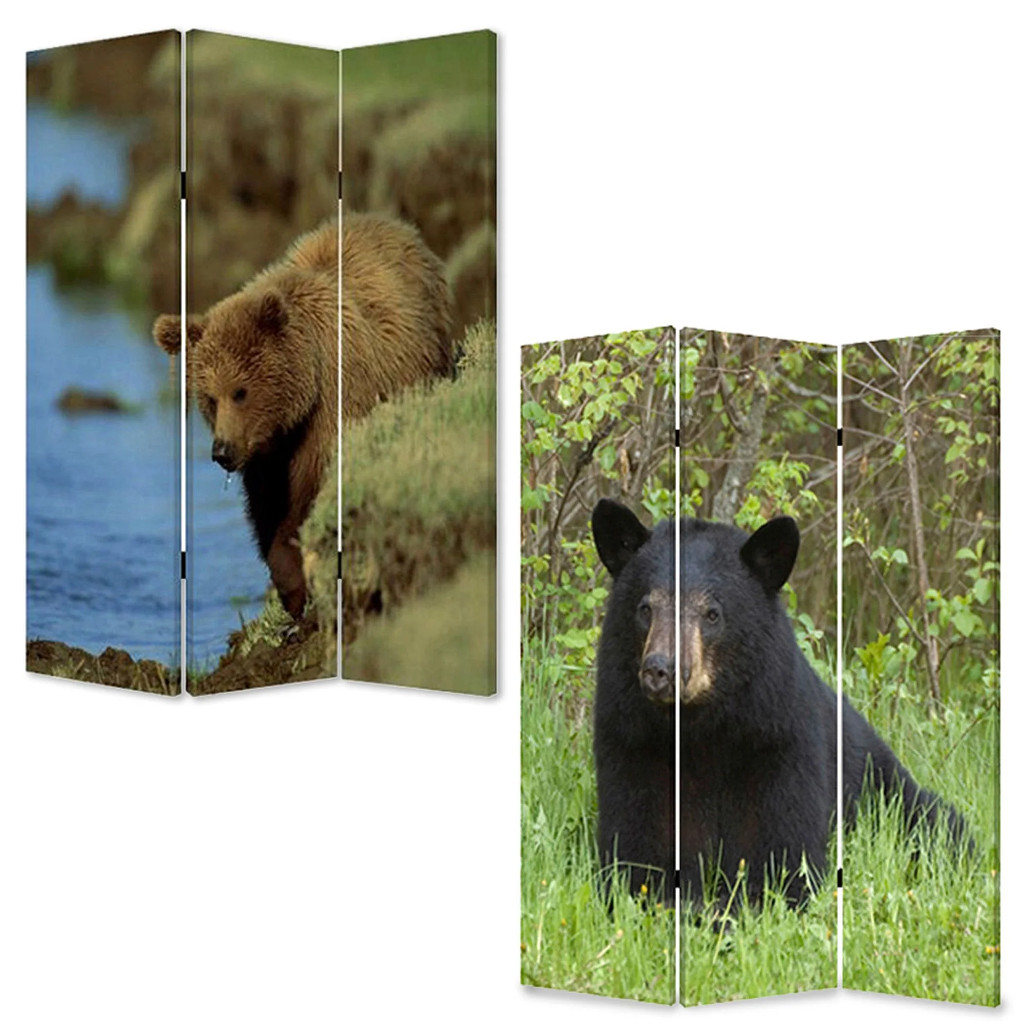 Multi Color Wood Canvas Bear Screen By Homeroots - Image 3