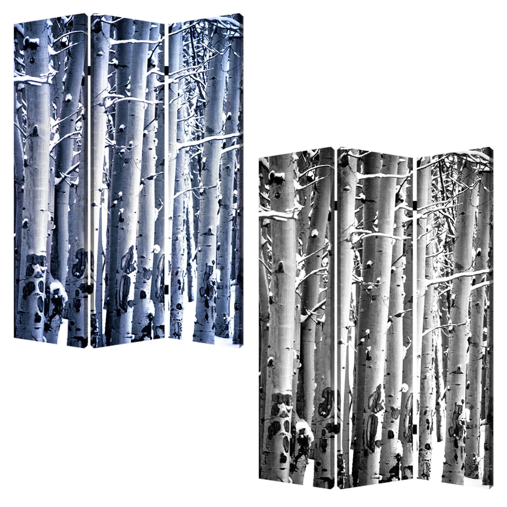 Multi Color Wood Canvas Birch Screen By Homeroots - Image 3