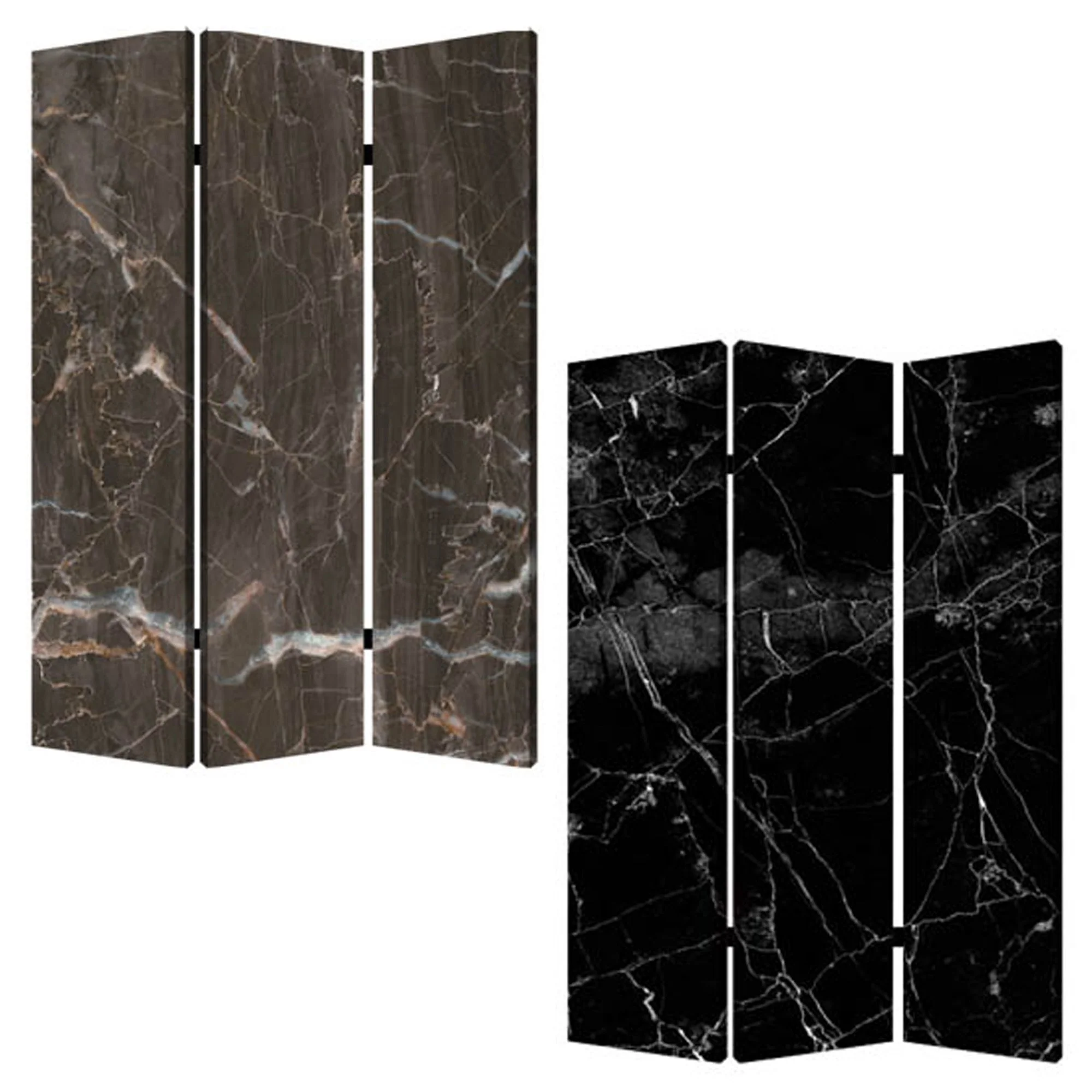 Multi Color Wood Canvas Black Marble Screen By Homeroots - Image 3