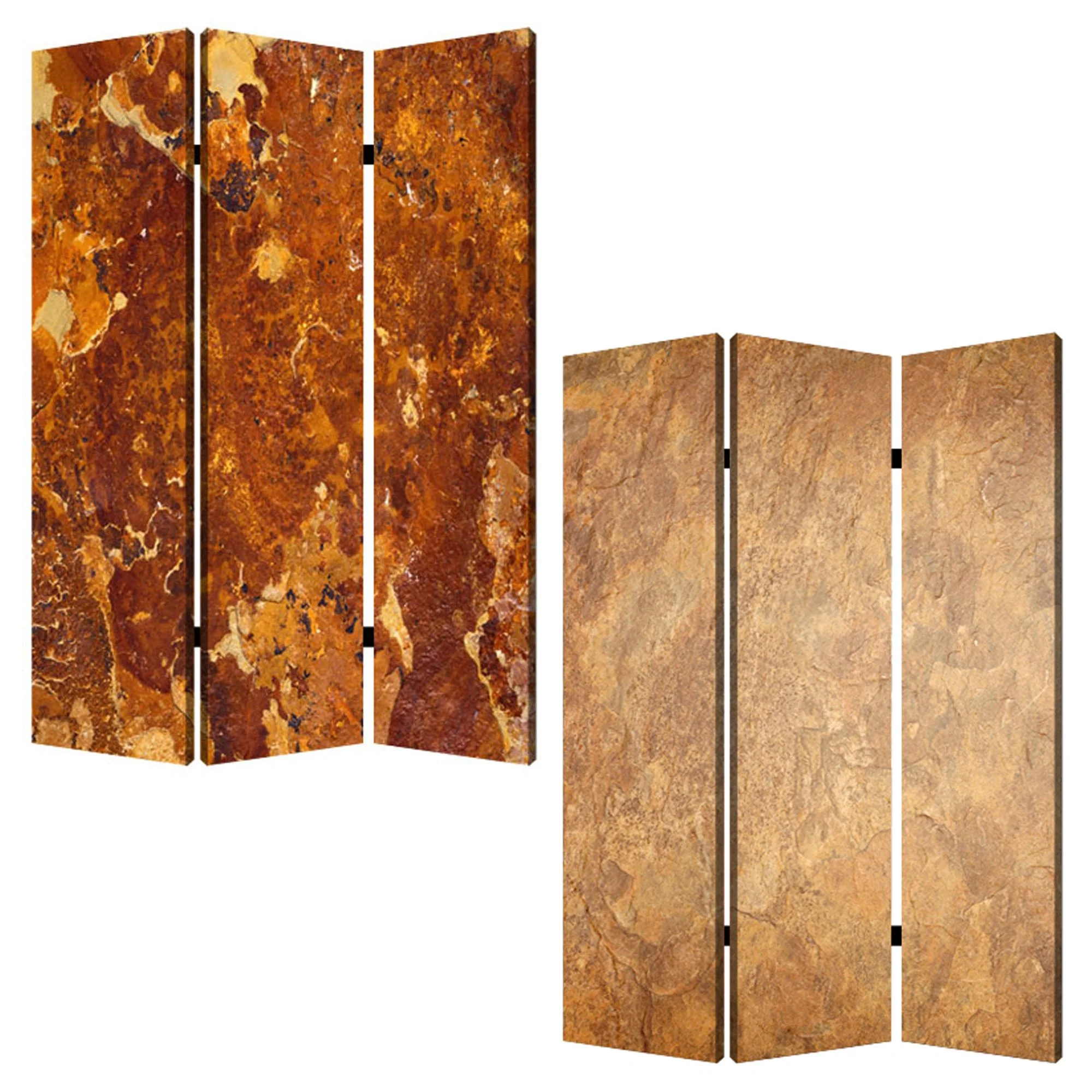 Multi Color Wood Canvas Brown Marble Screen By Homeroots - Image 3