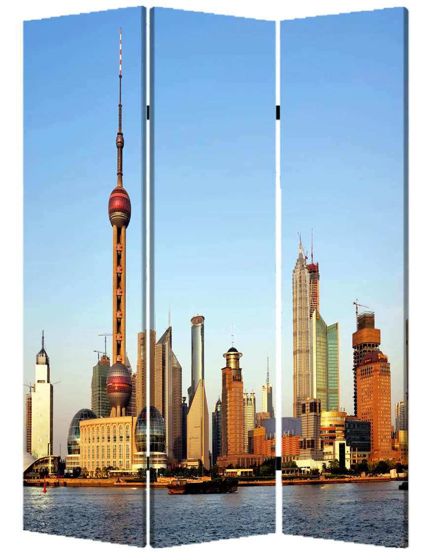 Multi Color Wood Canvas China Screen By Homeroots - Image 2