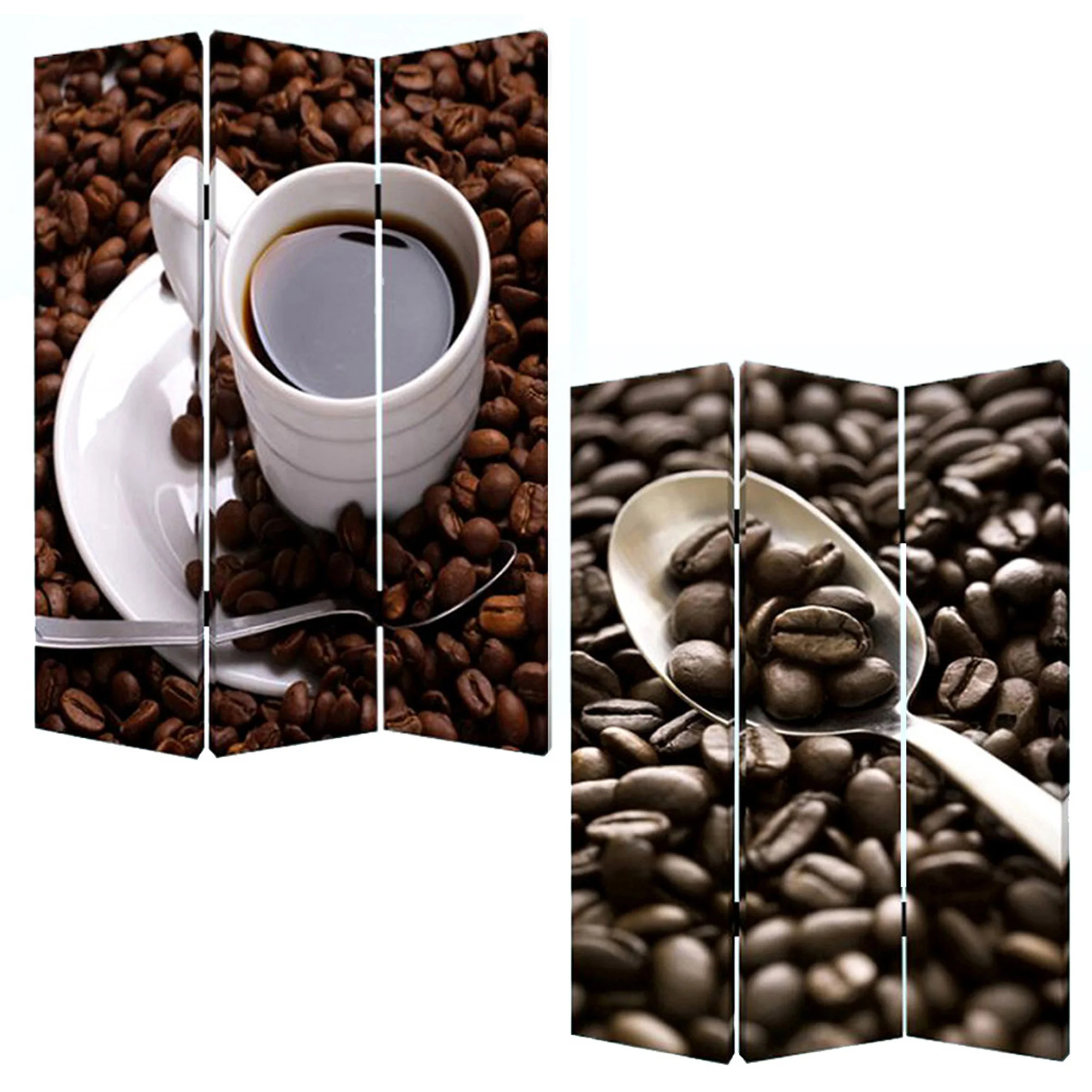 Multi Color Wood Canvas Coffee Time Screen By Homeroots - Image 3