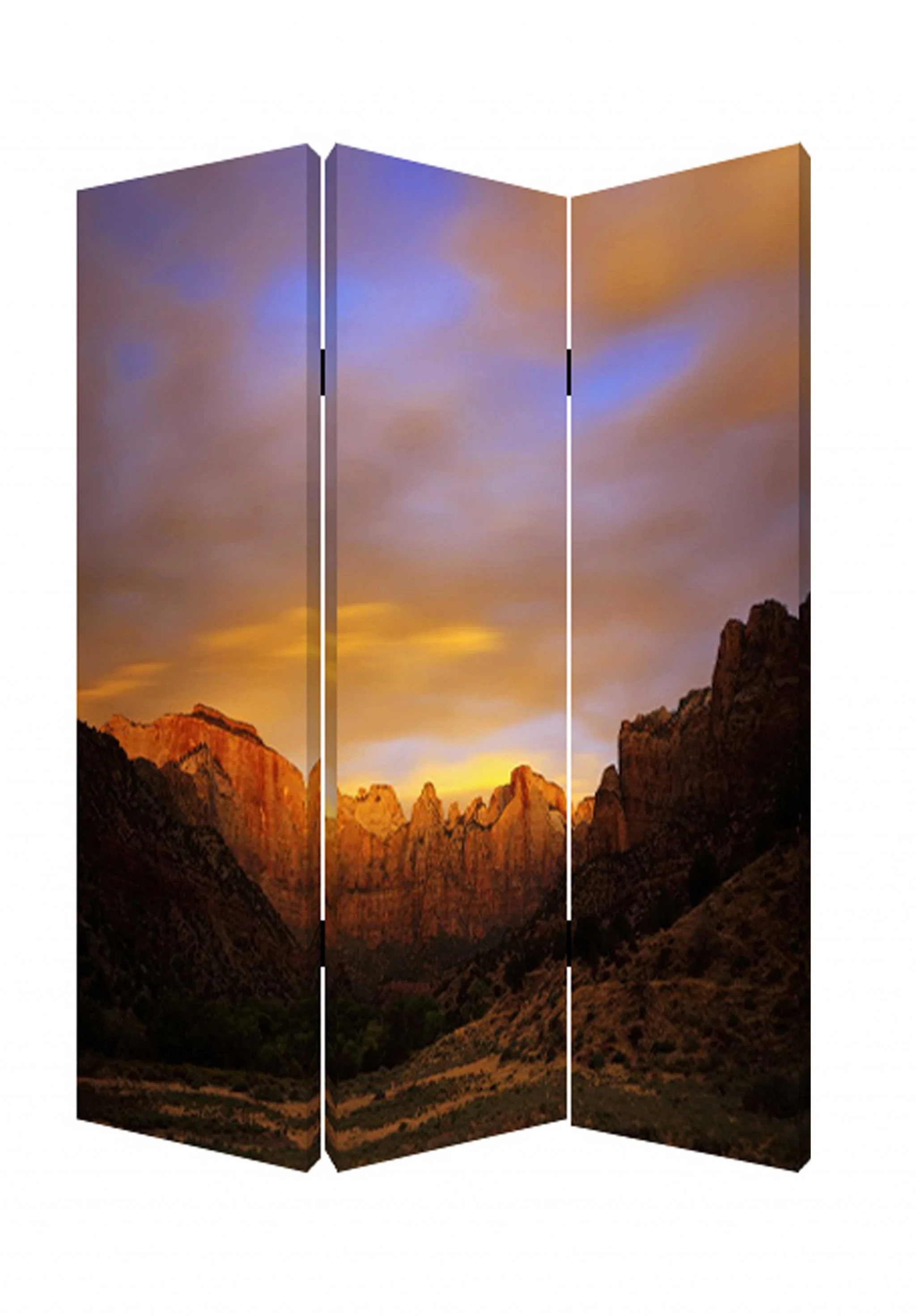 Multi Color Wood Canvas Desert Screen By Homeroots - Image 2