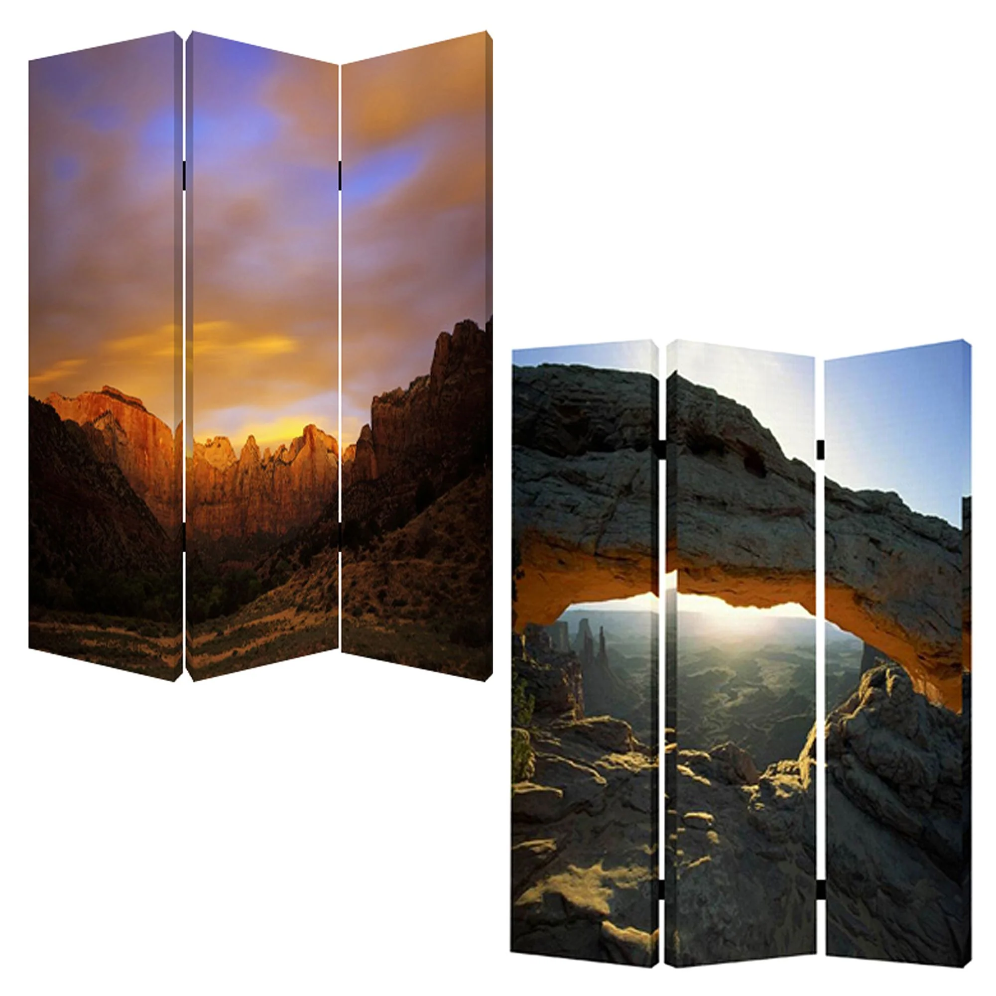 Multi Color Wood Canvas Desert Screen By Homeroots - Image 3