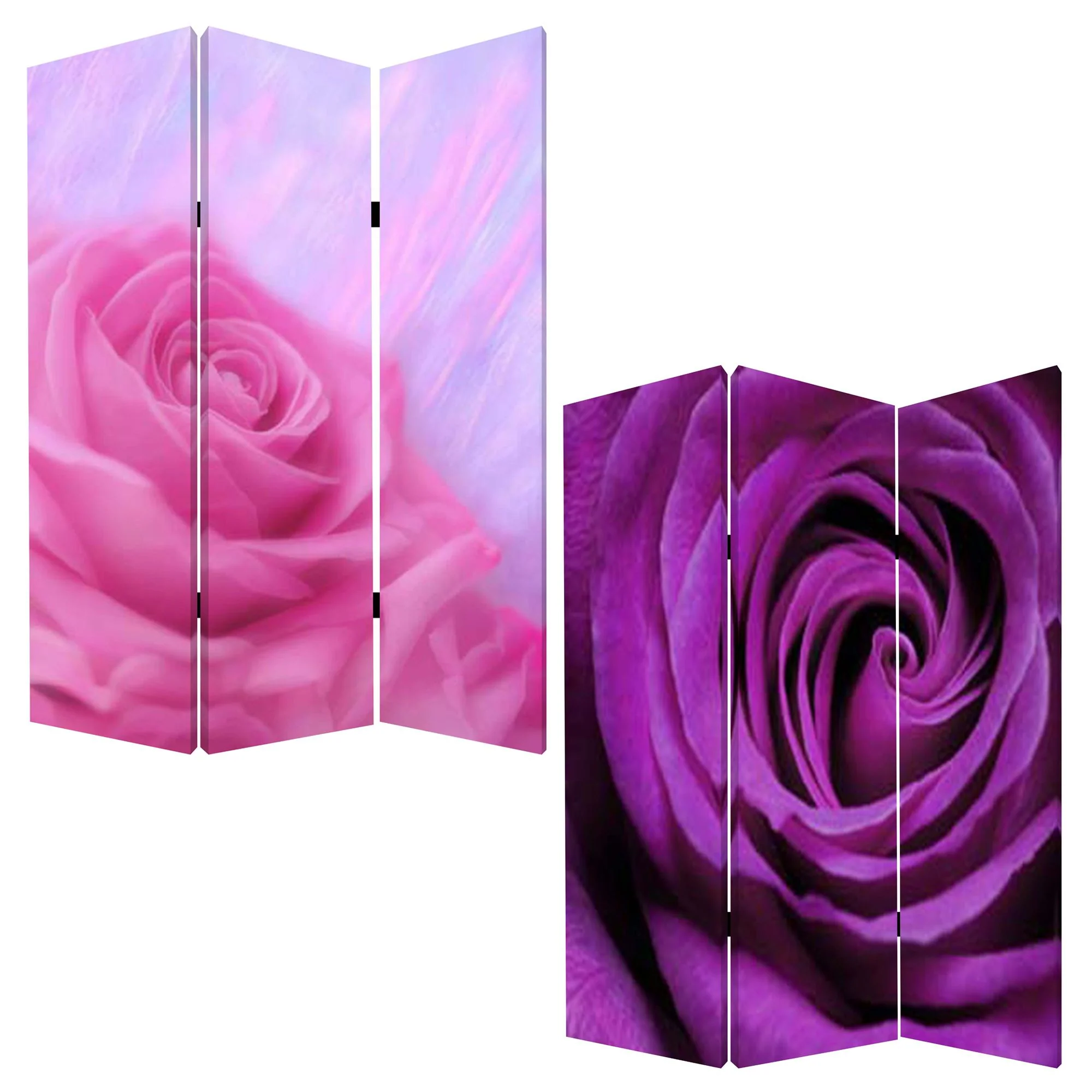 Multi Color Wood Canvas Flourish Screen By Homeroots - Image 3
