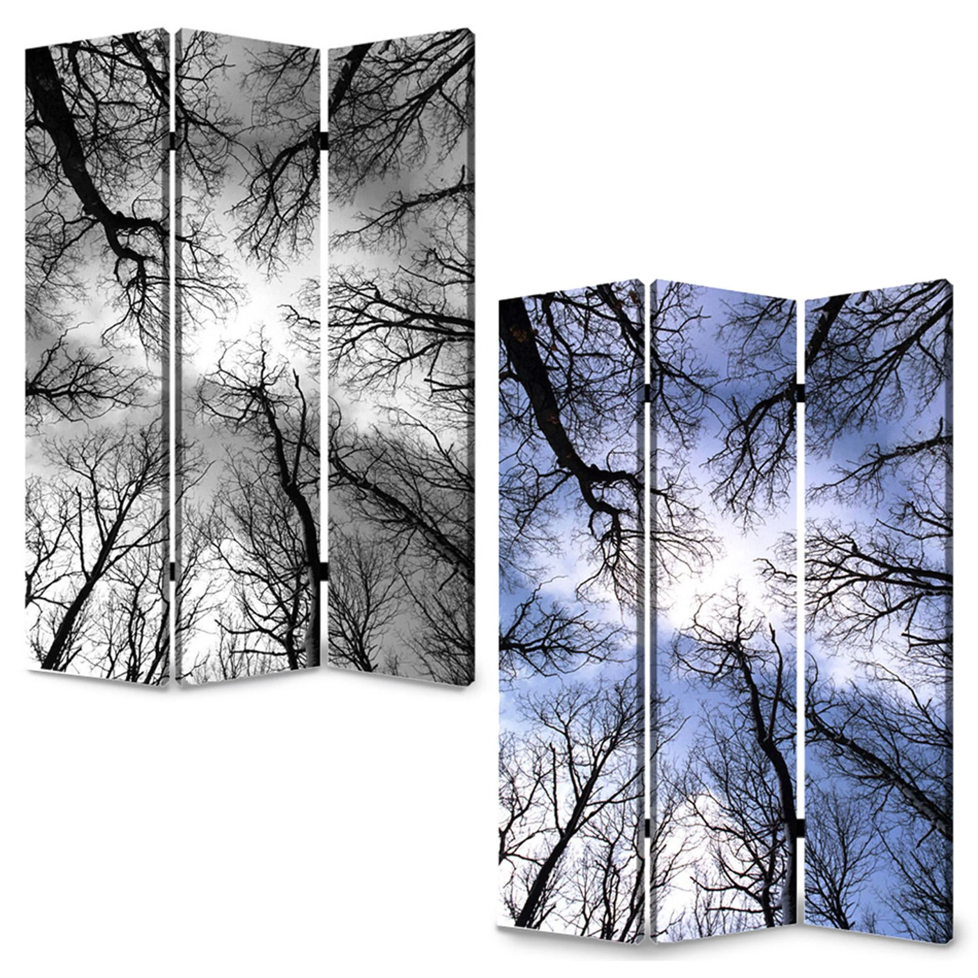 Multi Color Wood Canvas Forest Screen By Homeroots - Image 4
