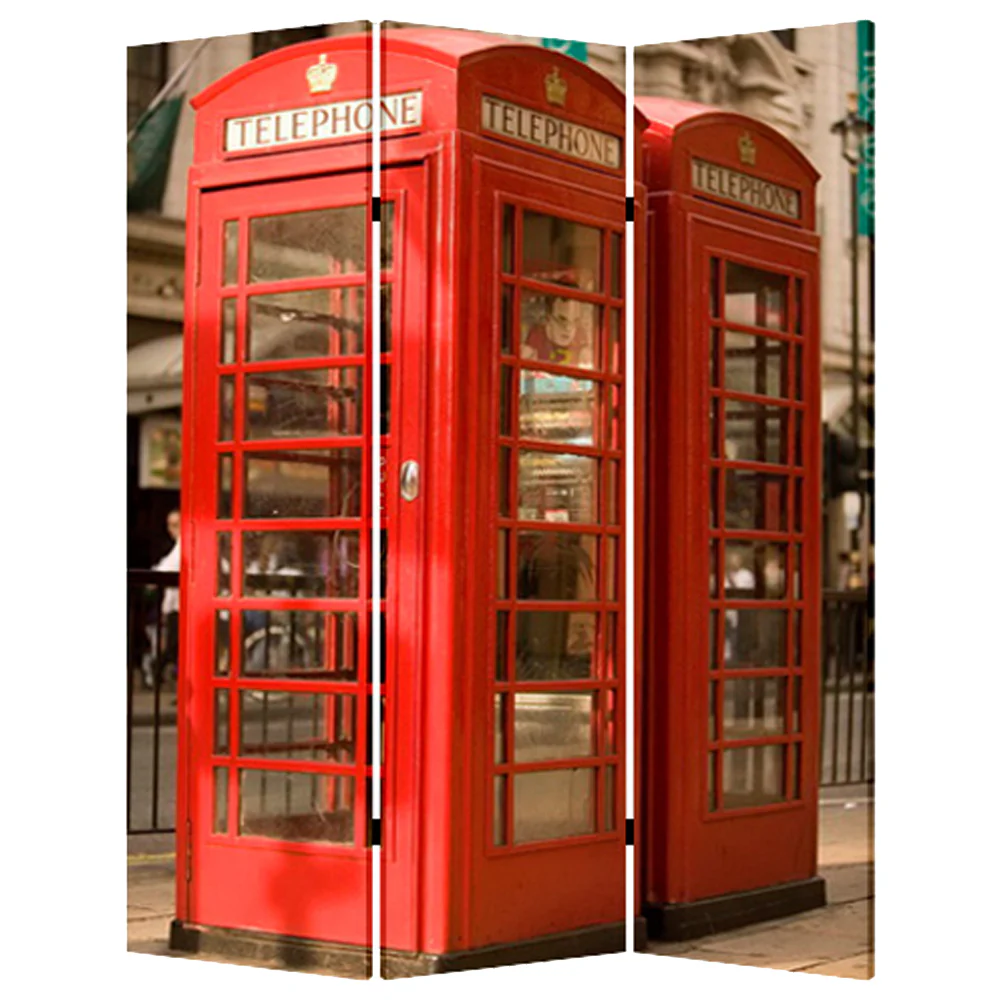 Multi Color Wood Canvas London Screen By Homeroots - Image 2