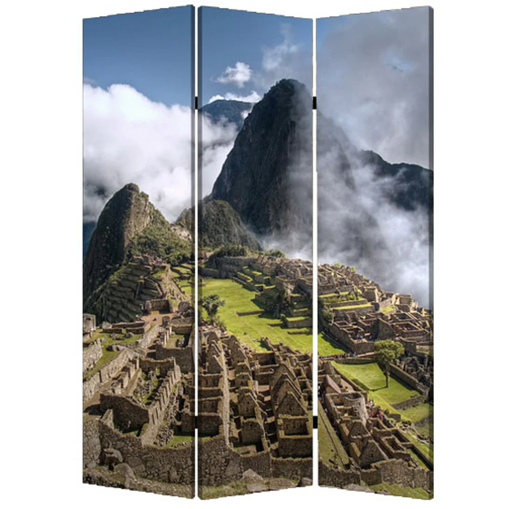 Multi Color Wood Canvas Machu Picchu Screen By Homeroots - Image 2
