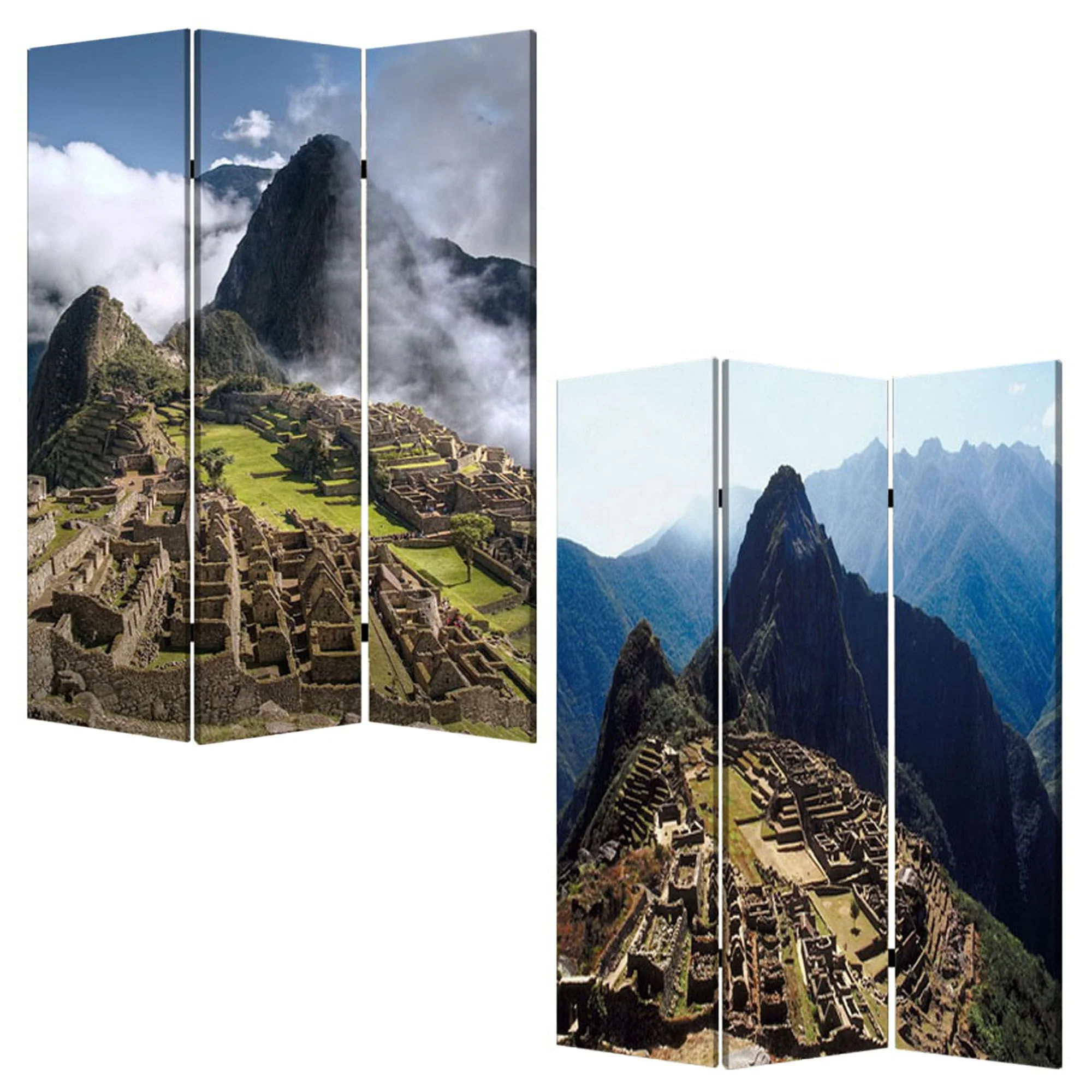 Multi Color Wood Canvas Machu Picchu Screen By Homeroots - Image 3