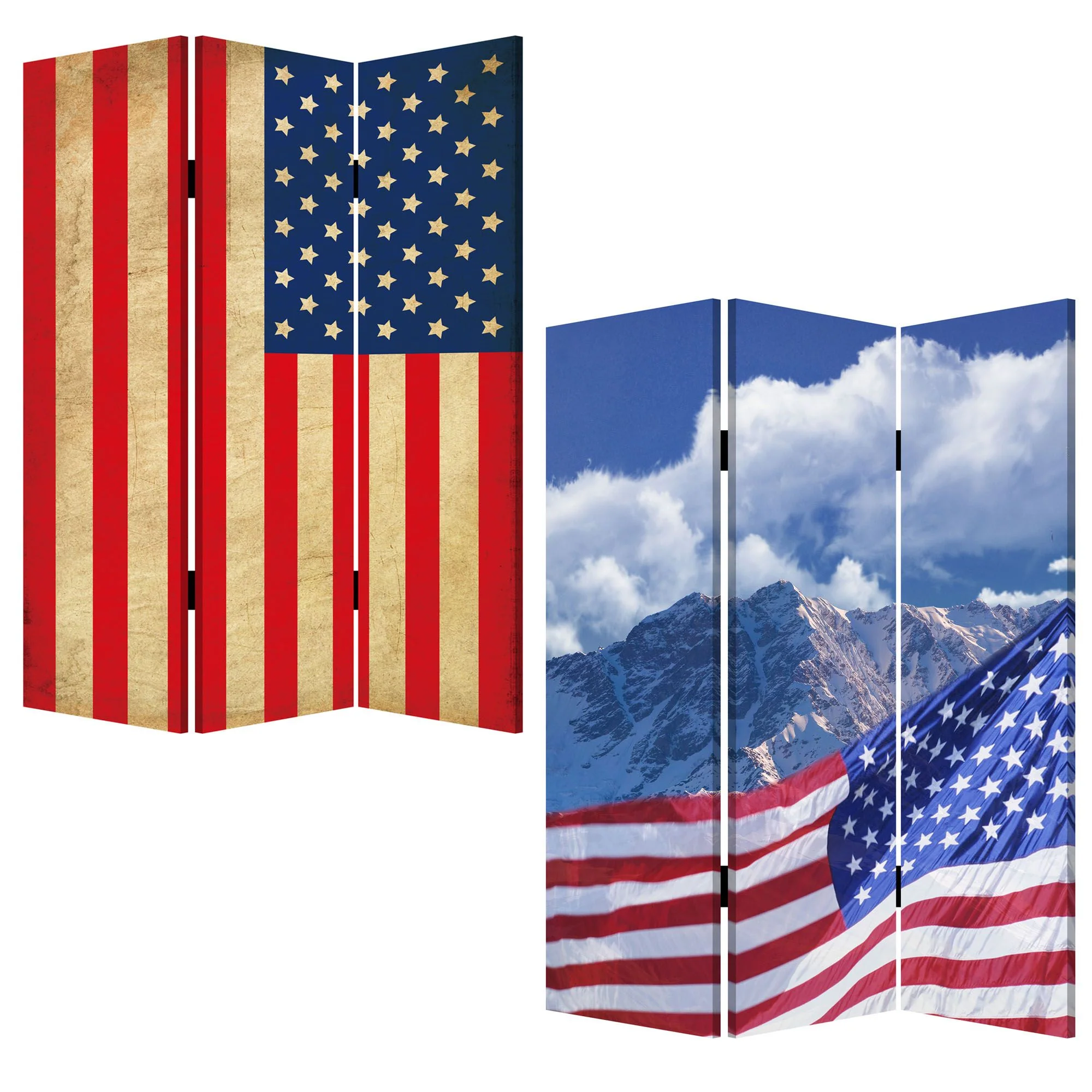 Multi Color Wood Canvas Model American Flag Screen By Homeroots - Image 3