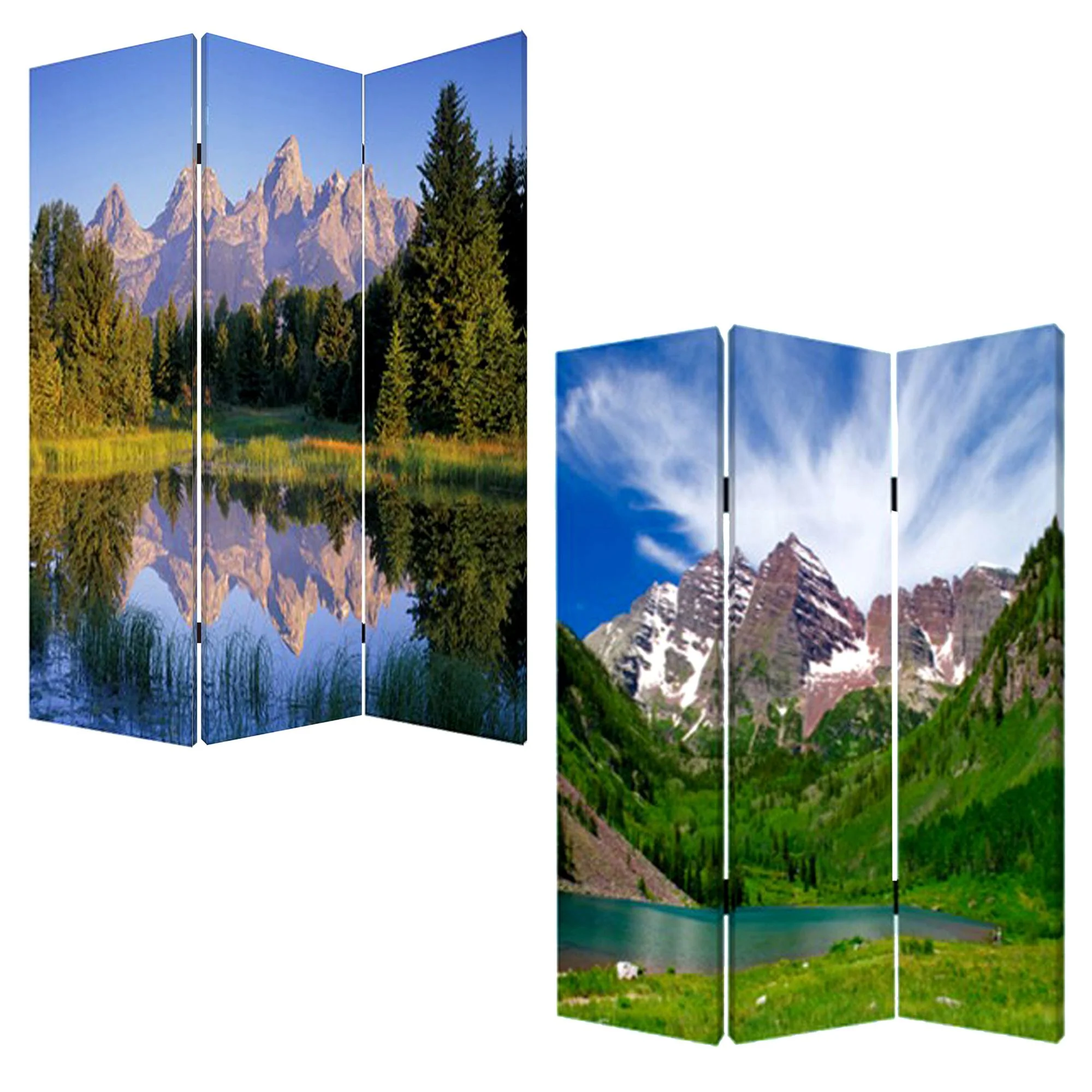 Multi Color Wood Canvas Mountain Peaks Screen By Homeroots - Image 3