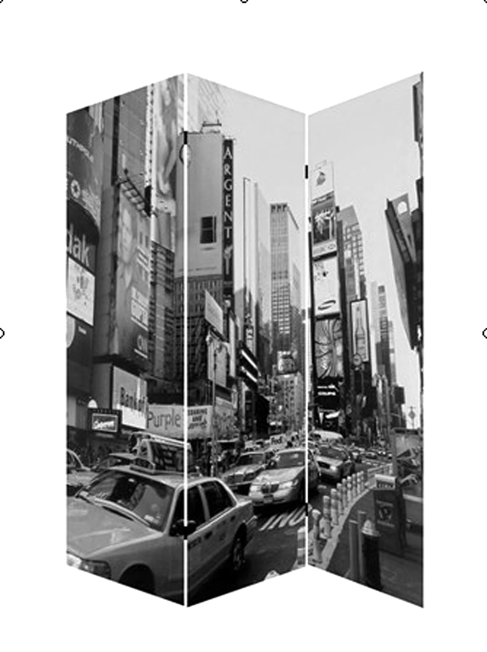 Multi Color Wood Canvas New York City Screen By Homeroots - Image 2
