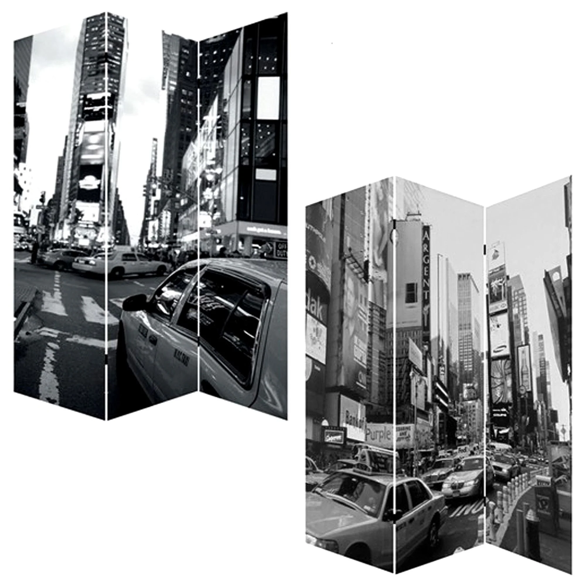 Multi Color Wood Canvas New York City Screen By Homeroots - Image 3