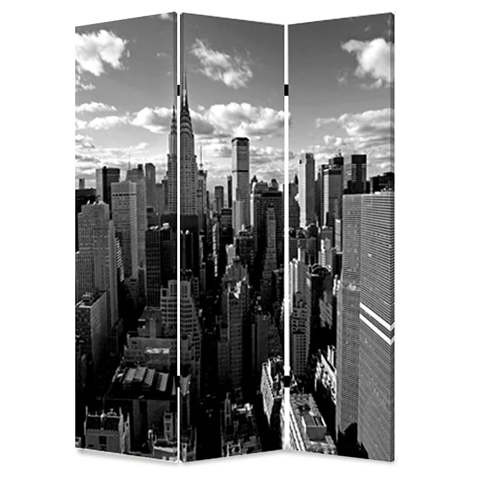 Multi Color Wood Canvas New York Skyline Screen By Homeroots - Image 2