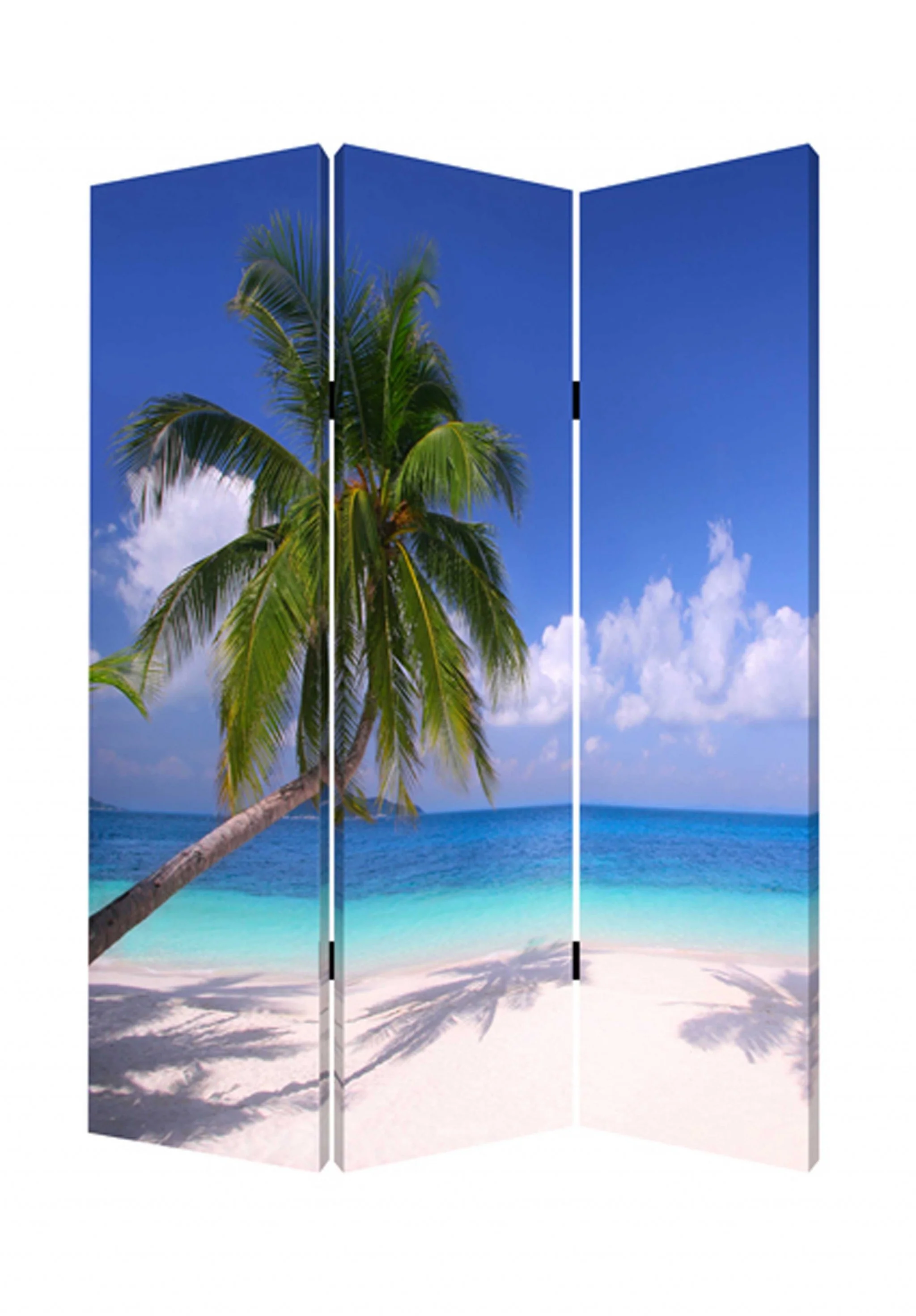 Multi Color Wood Canvas Paradise Screen By Homeroots - Image 2
