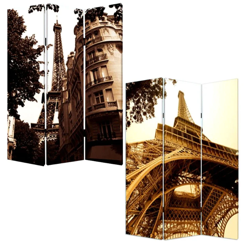 Multi Color Wood Canvas Paris Screen By Homeroots - Image 2