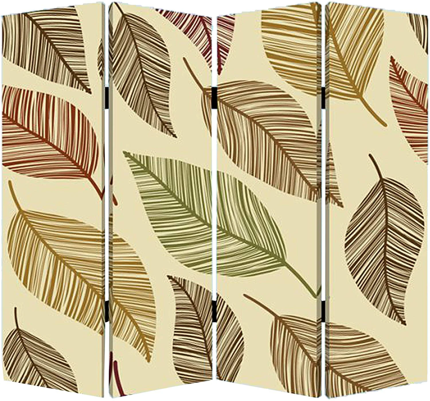 Multi Color Wood Canvas Perpetual Leaf Screen By Homeroots - Image 2
