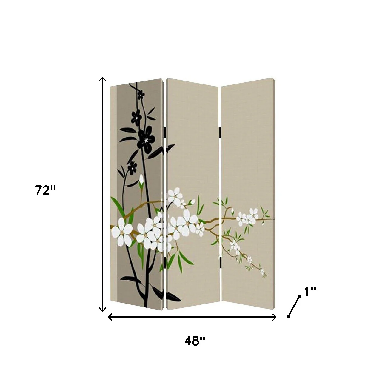 Multi Color Wood Canvas Plum Blossom Screen By Homeroots - Image 4