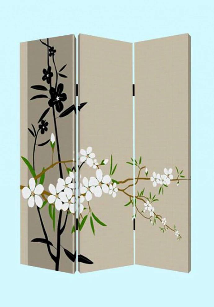 Multi Color Wood Canvas Plum Blossom Screen By Homeroots - Image 6