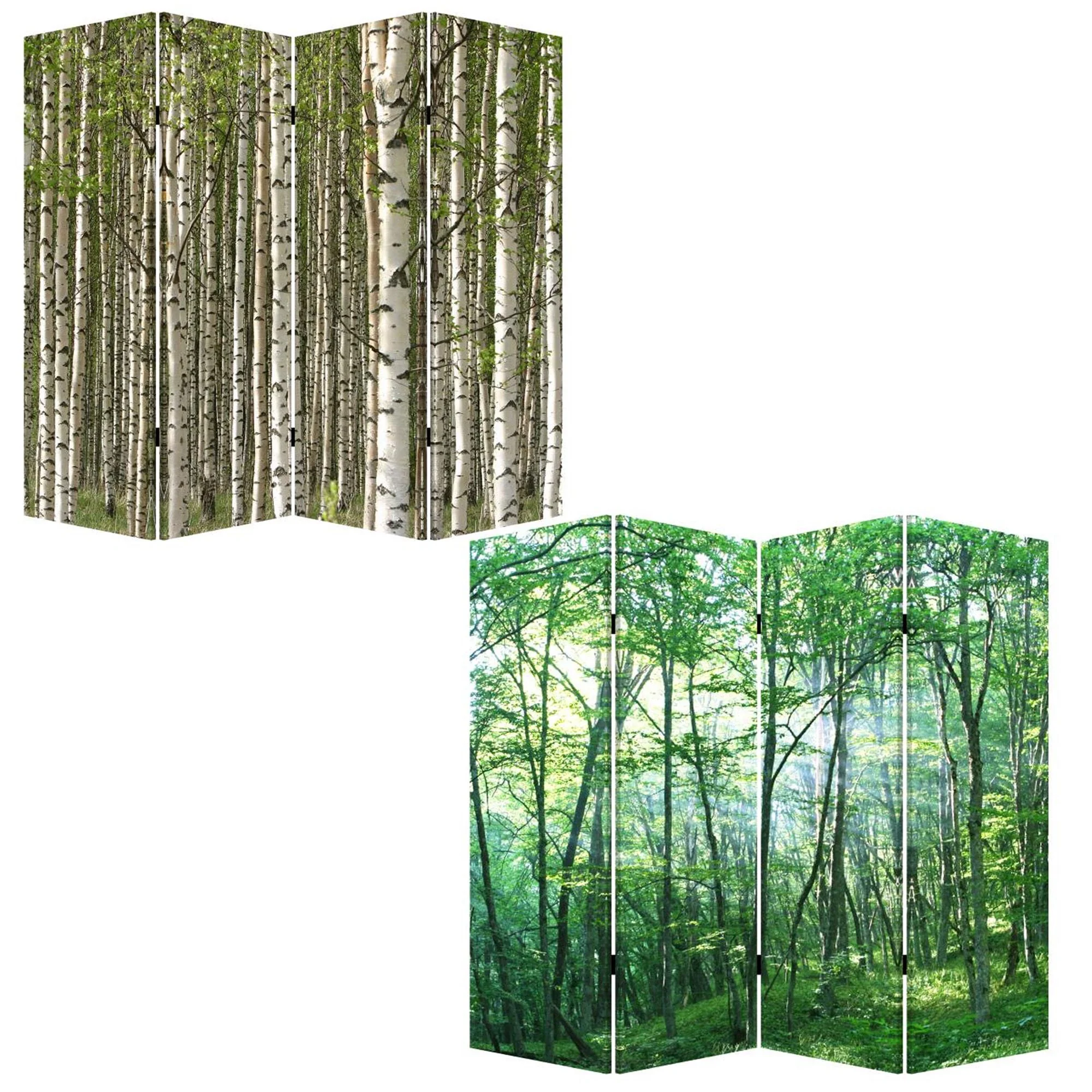 Multi Color Wood Canvas Prolific Forrest Screen By Homeroots - Image 3